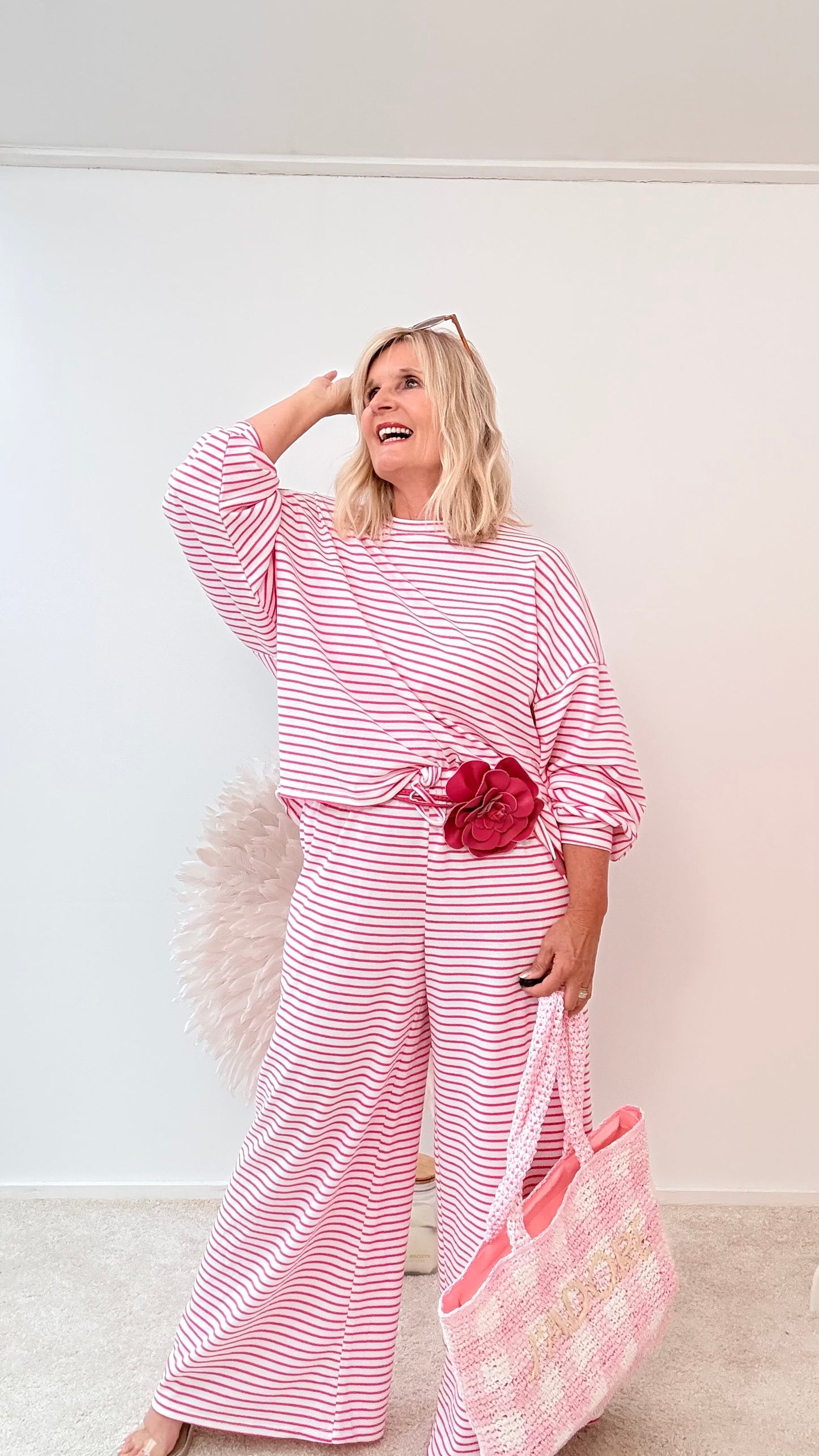2 TEILER " SHIRT & HOSE" PINK GESTREIFT