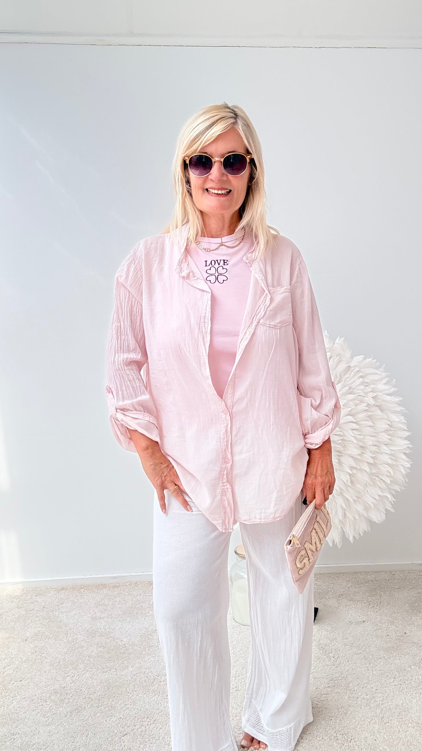 CRASH-BLUSE "HELL PUDER ROSA