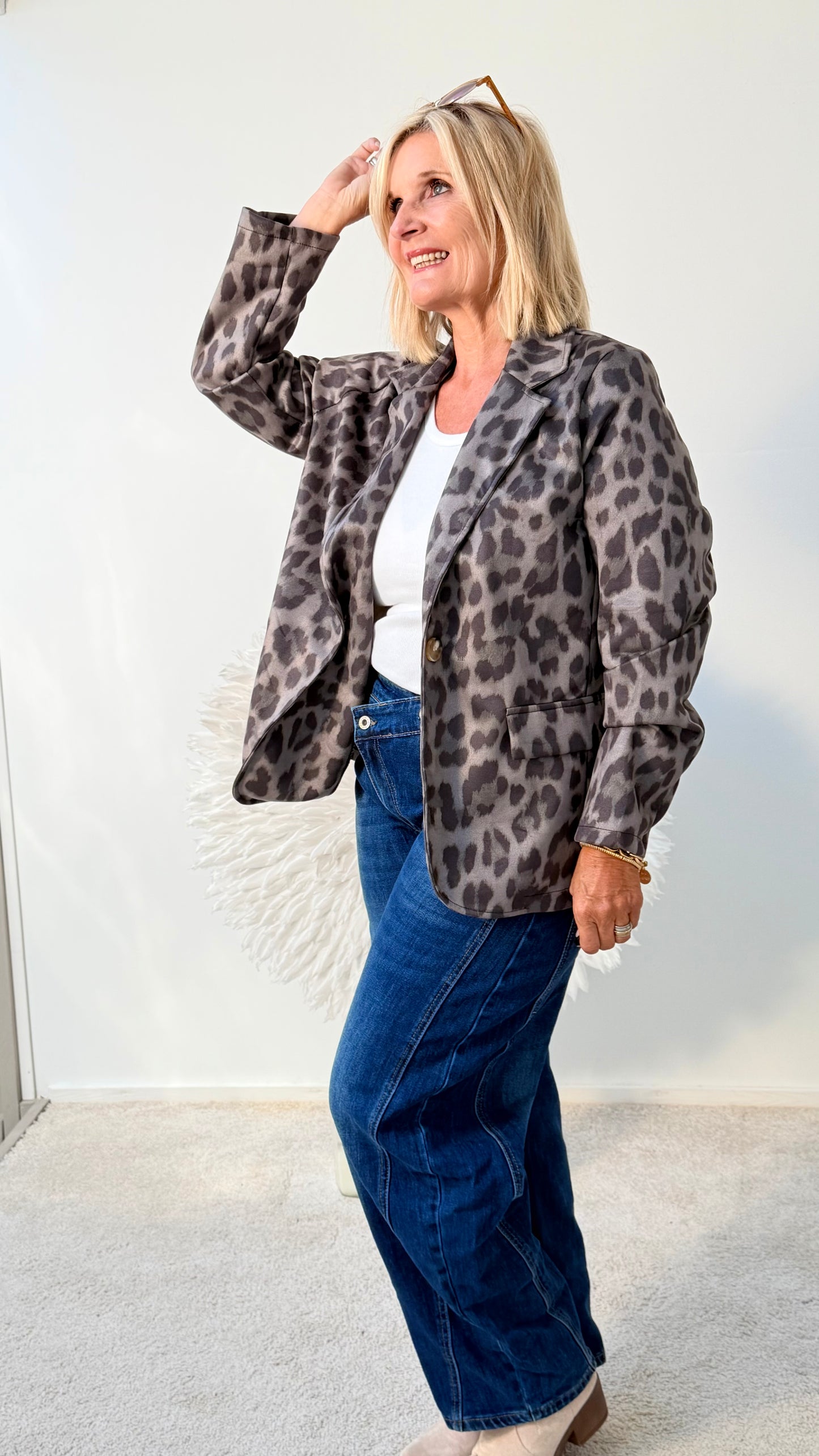 BLAZER ANIMAL PRINT " GRAU-OLIV