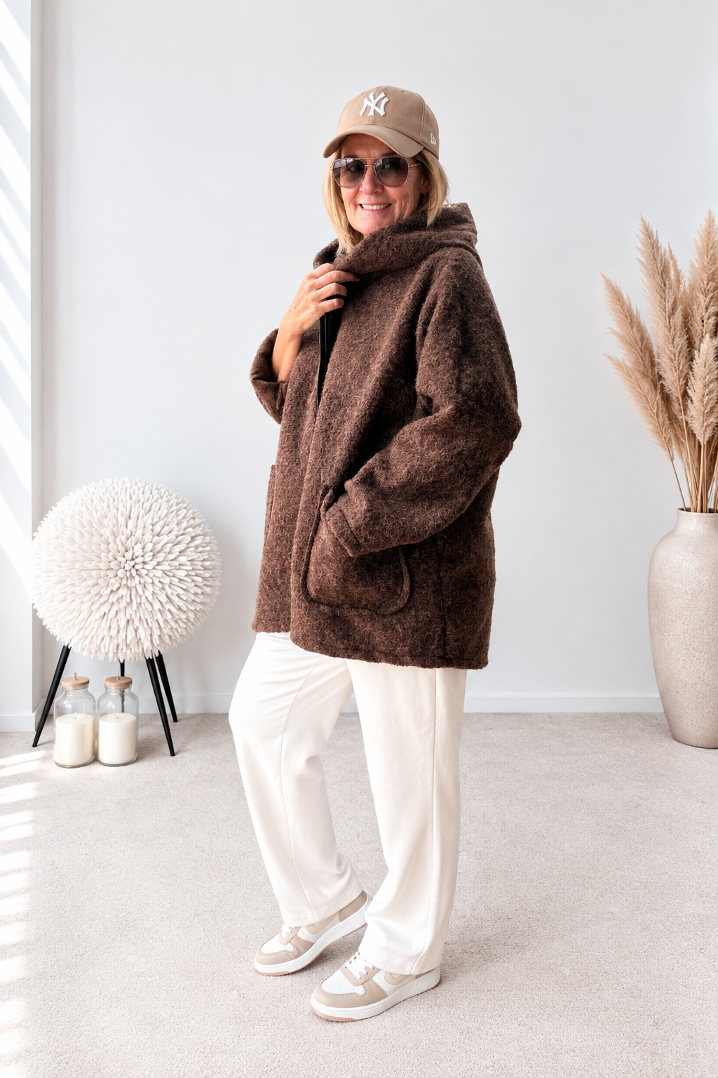 SPORTLICHE JACKE AUS FILZ "BRAUN"