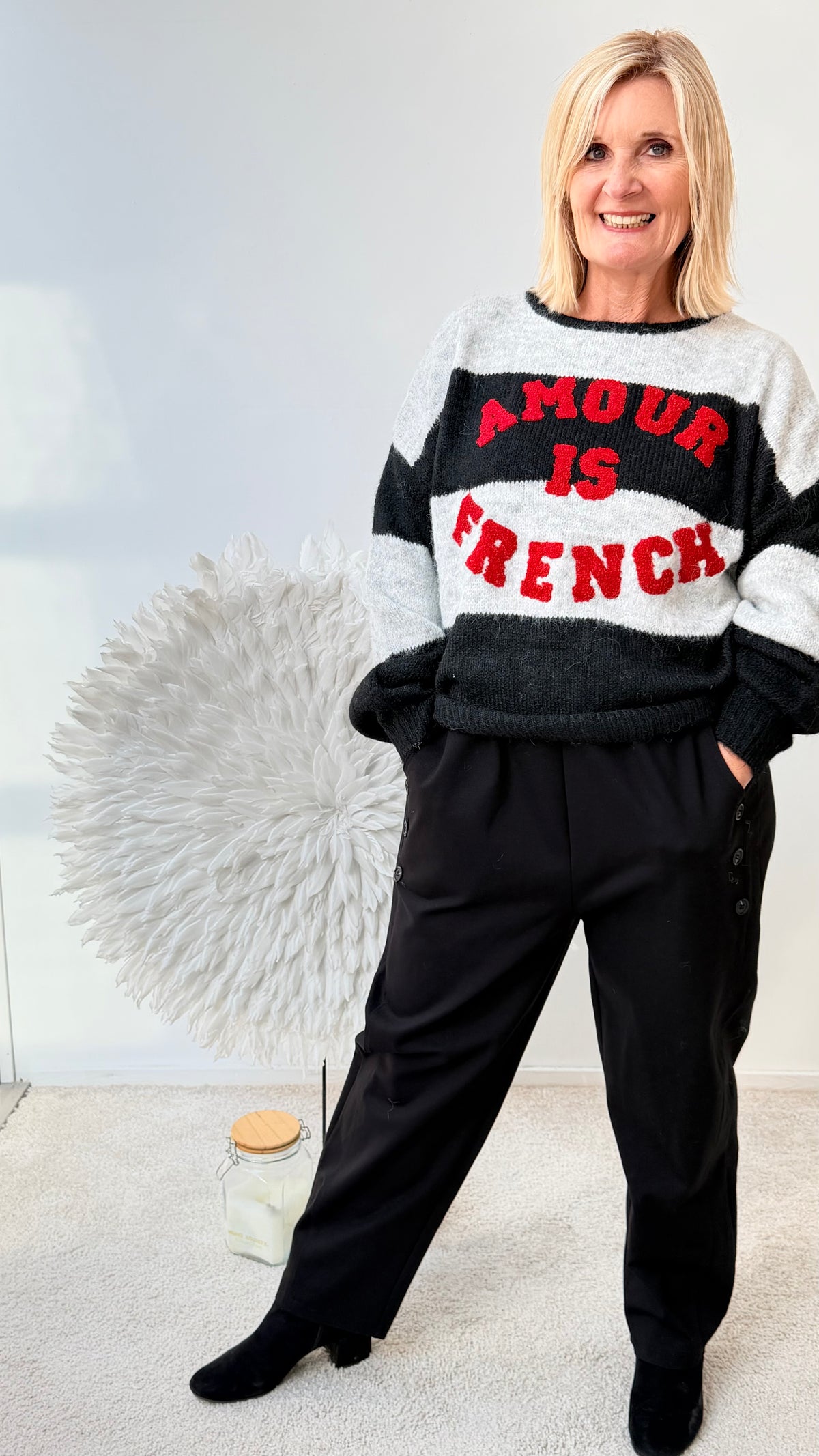 PULLI " AMOUR" SCHWARZ/GRAU