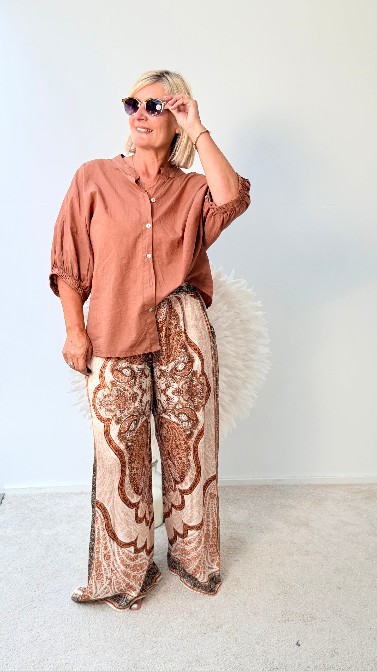 HOSE "PAISLEY MUSTER" BRAUN