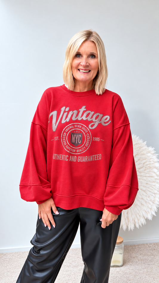 SWEATSHIRT IN ROT "VINTAGE"