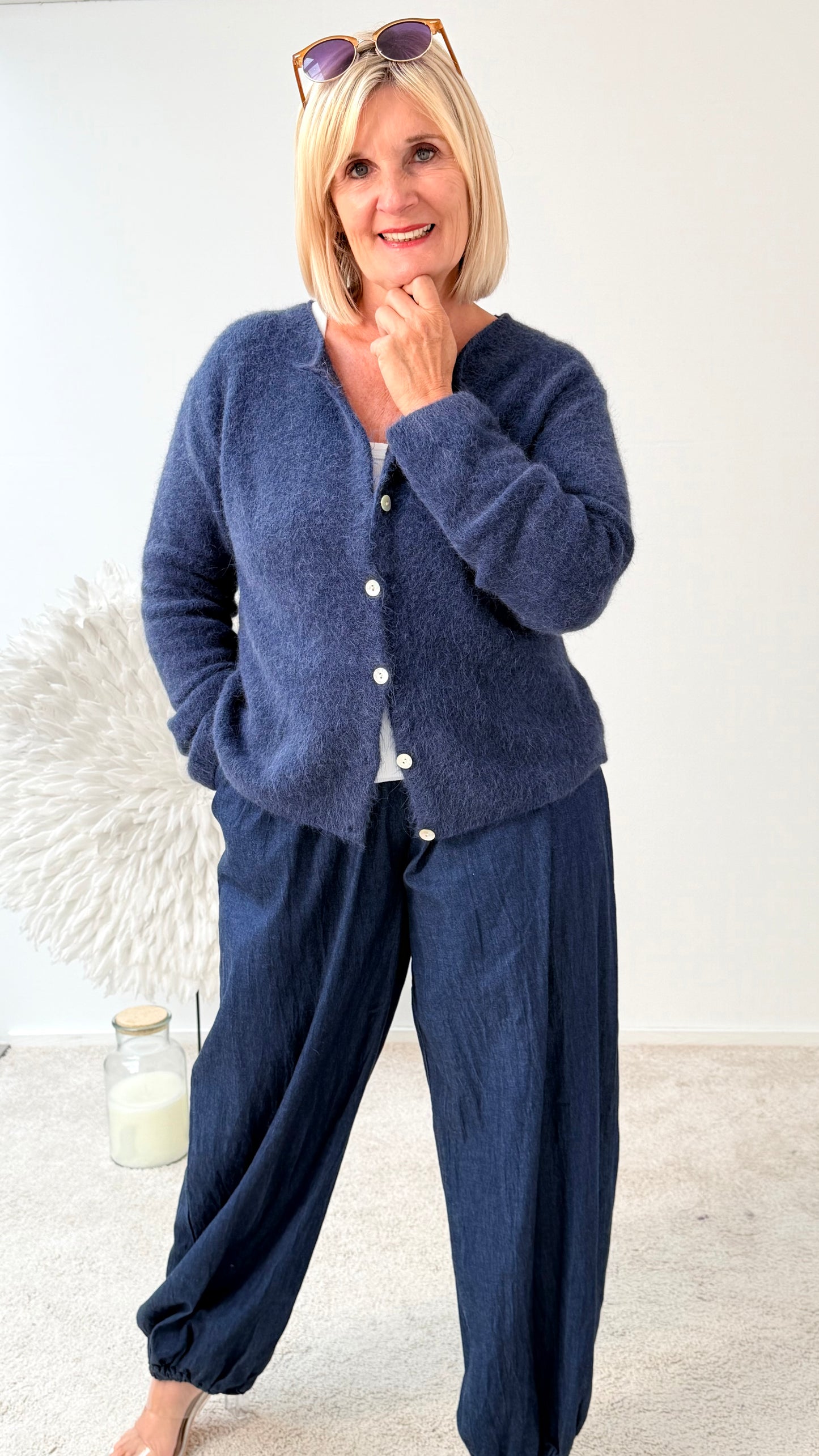 STRICKJACKE " MINU" BLAU
