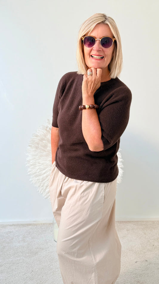 BASIC PULLI KURZARM " BRAUN"