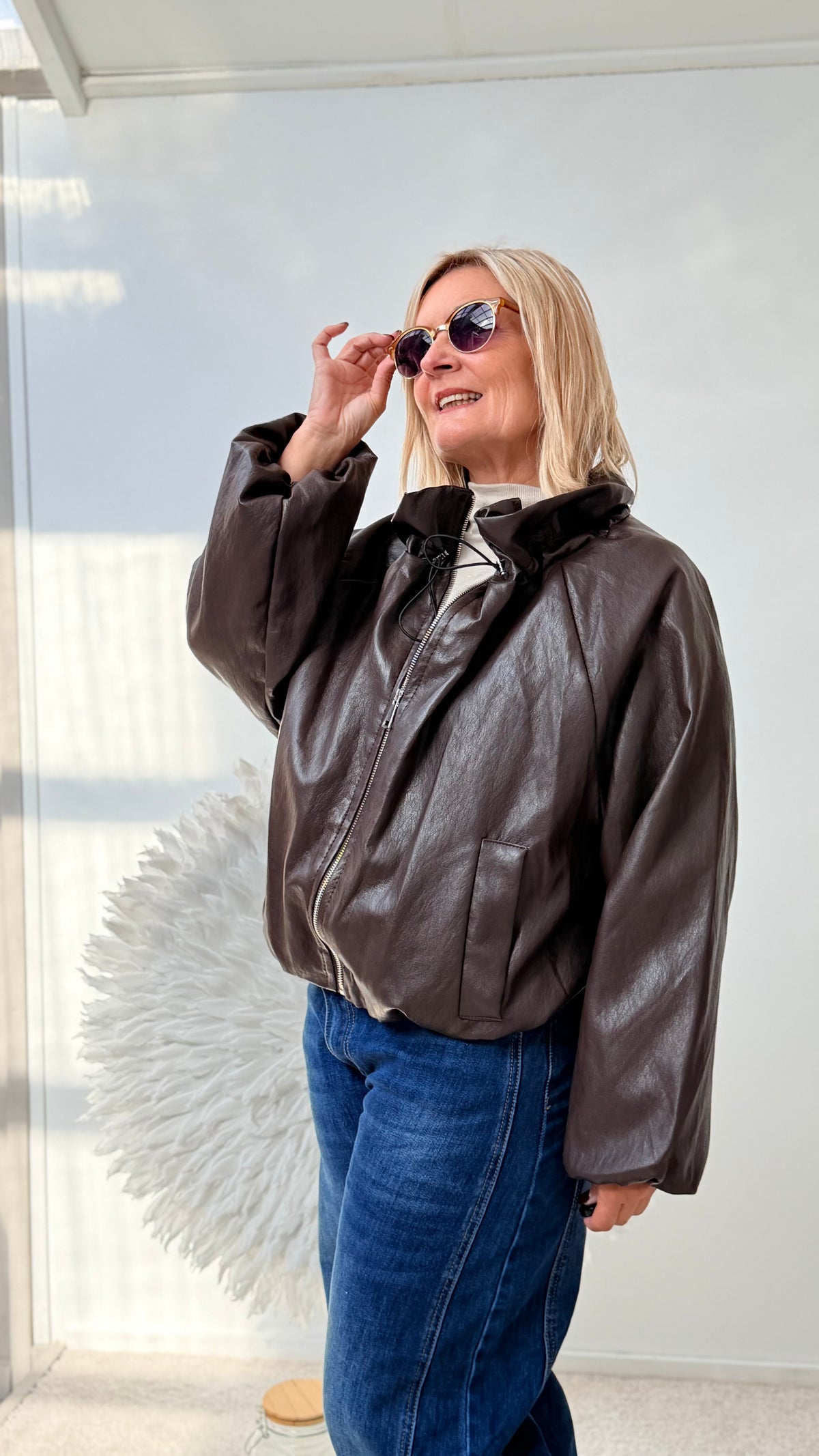KUNSTLEDERJACKE "BRAUN"