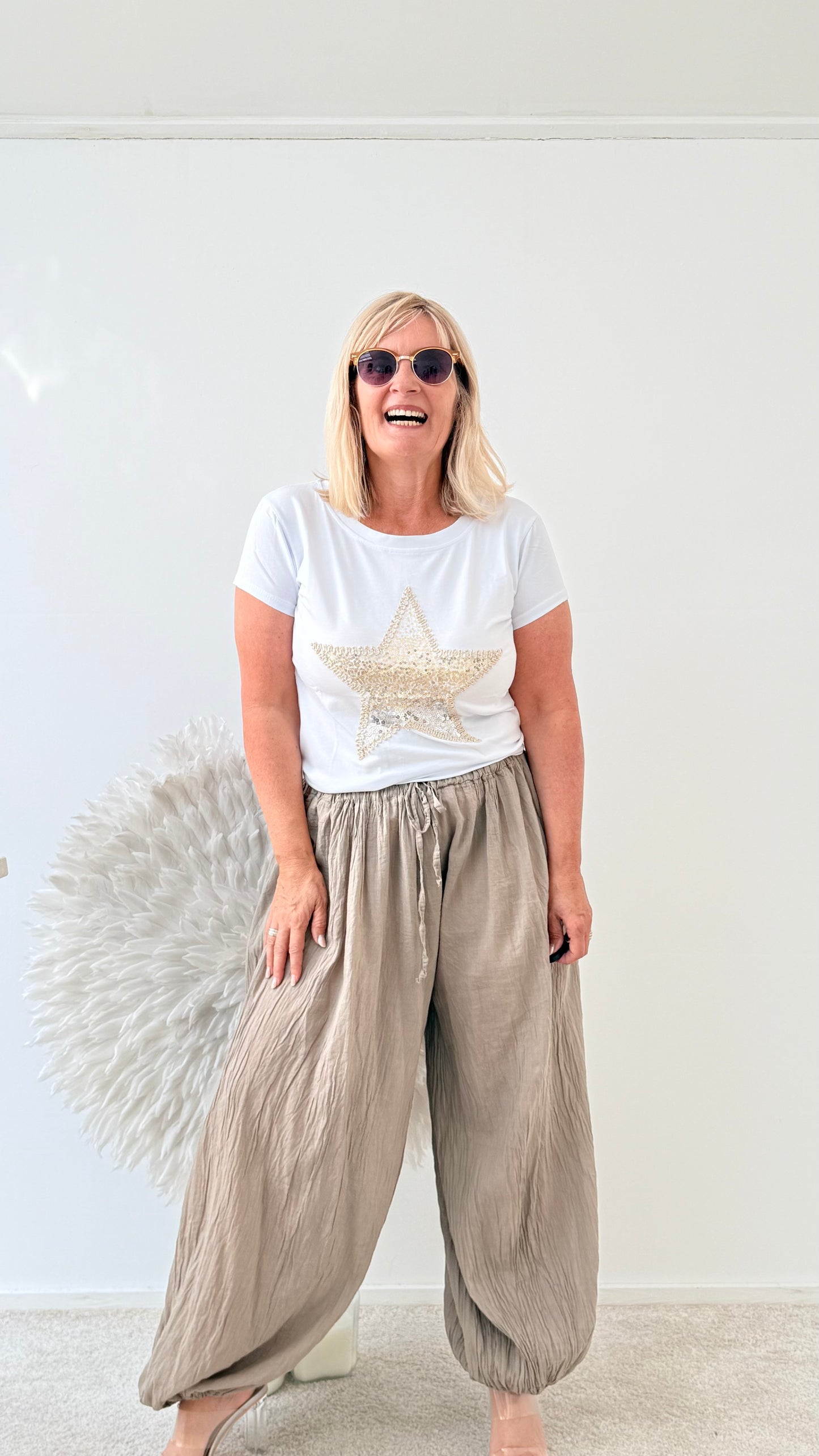 HOSE IM HAREM STYLE "TAUPE"