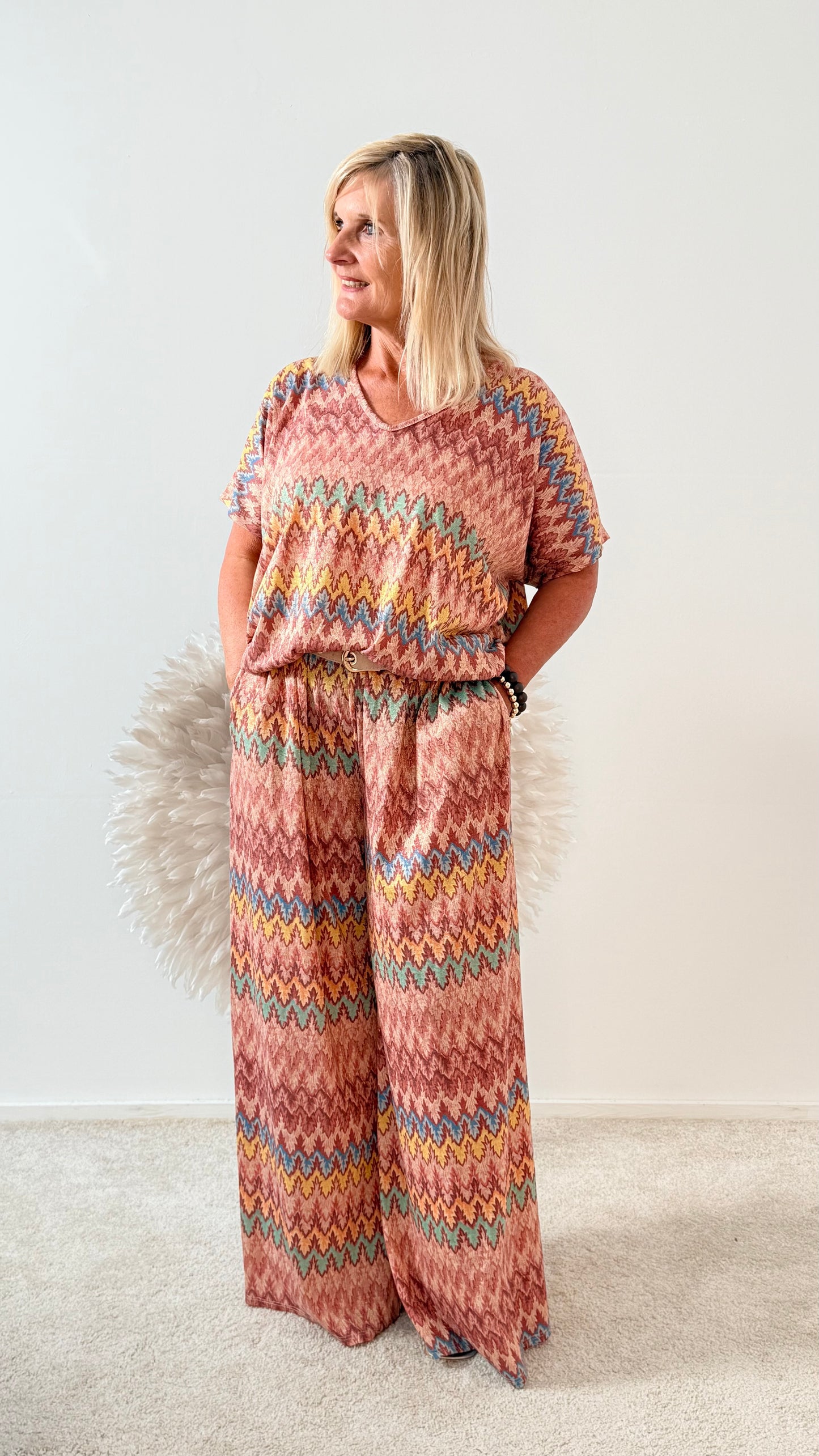 2 TEILER BLUSE & HOSE" MISSONI MUSTER" HELL