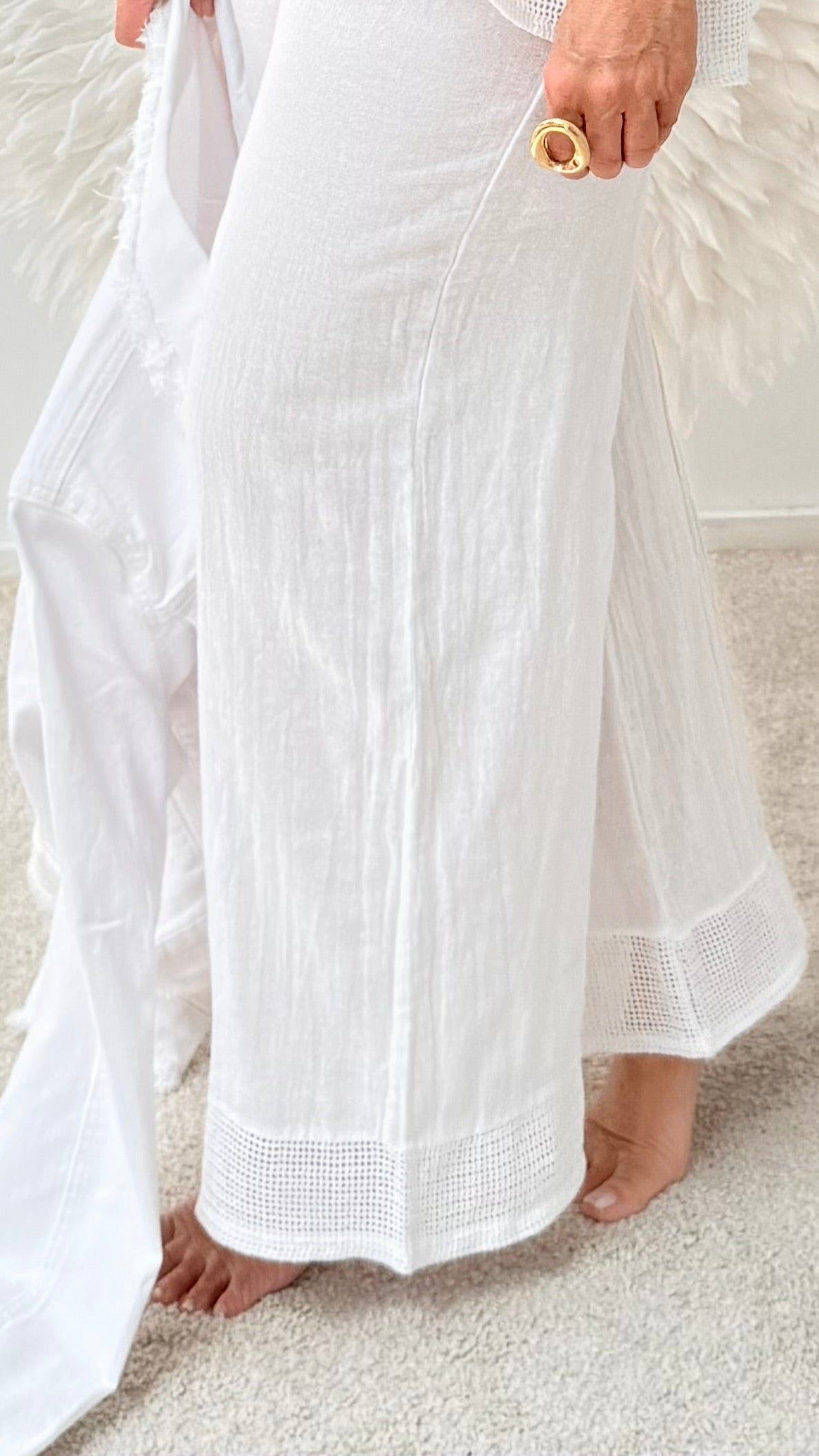 2-TEILER "BLUSE UND HOSE" WEIß