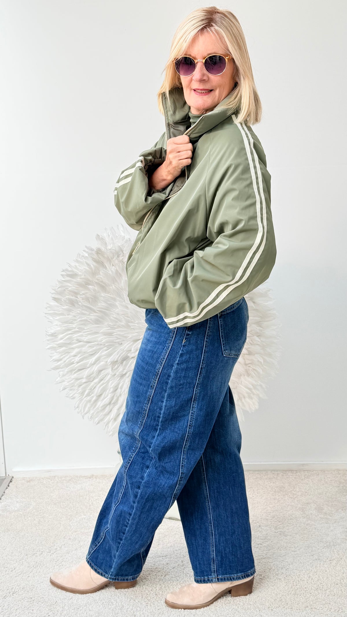BLOUSON JACKE MIT STREIFEN "OLIVE"
