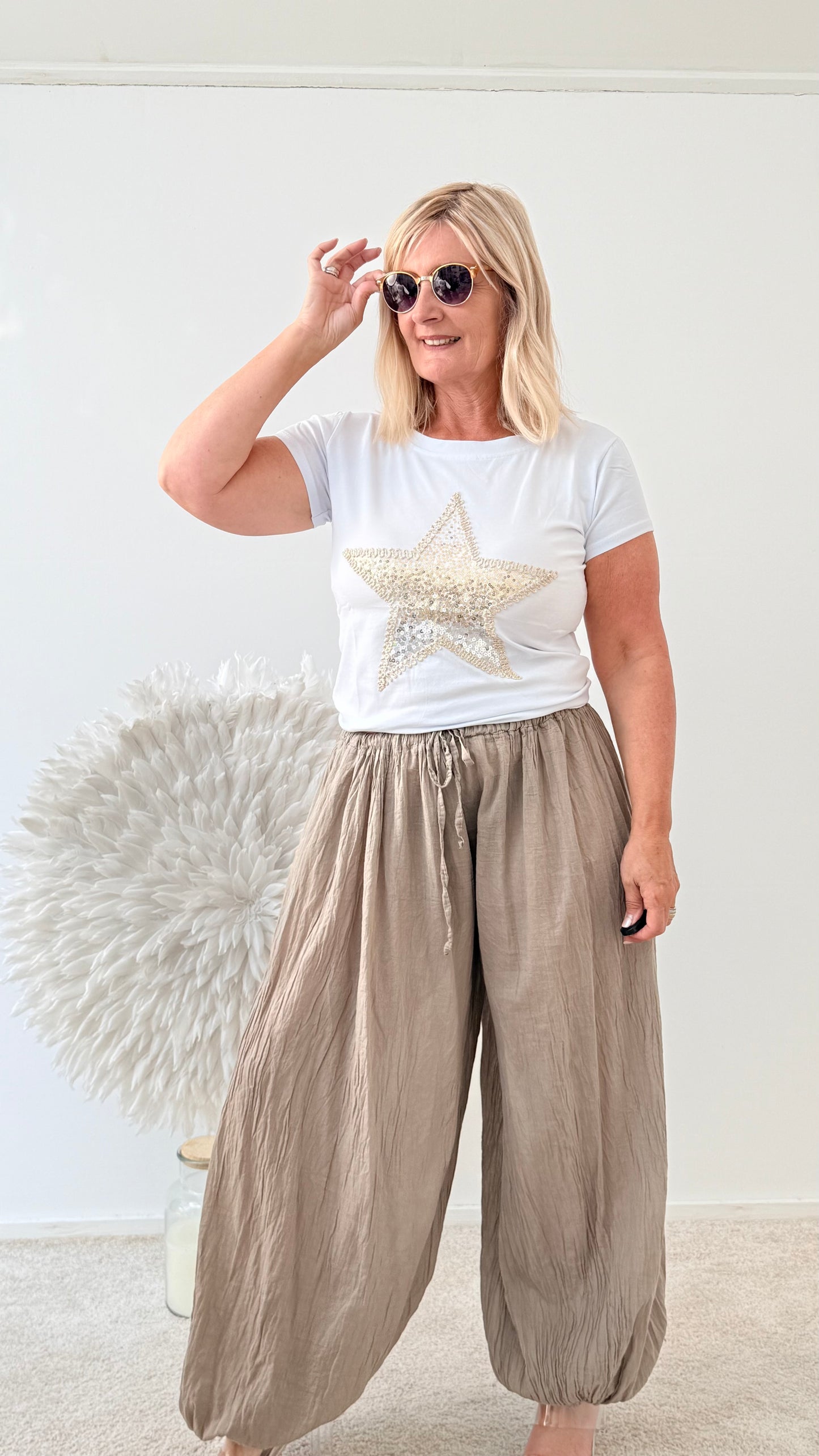 HOSE IM HAREM STYLE "TAUPE"