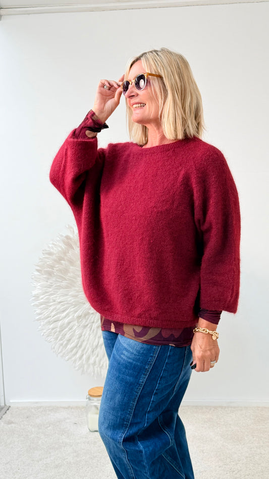 STRICKPULLI MIT 3/4 ARM " BURGUNDA"