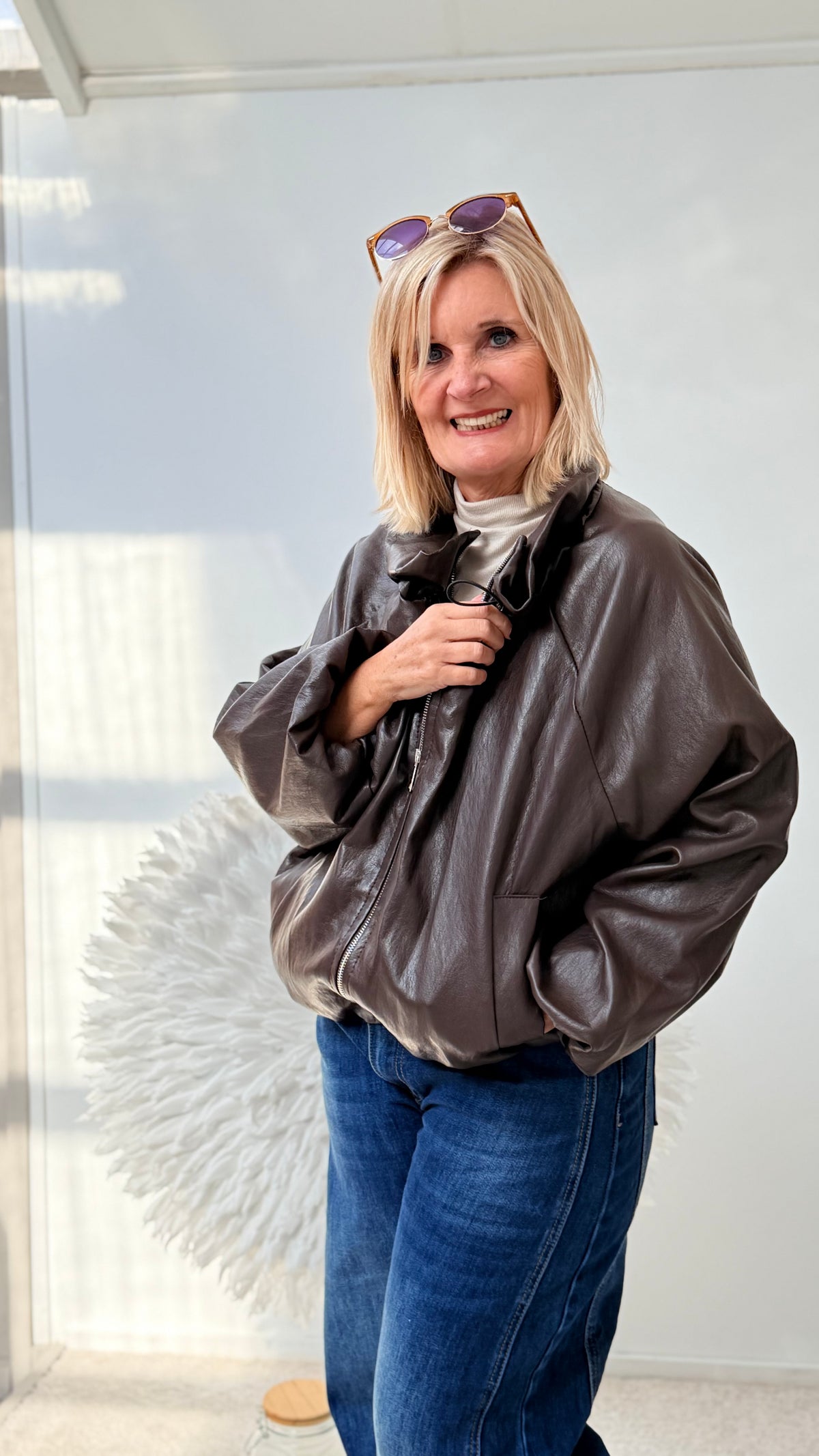 KUNSTLEDERJACKE "BRAUN"