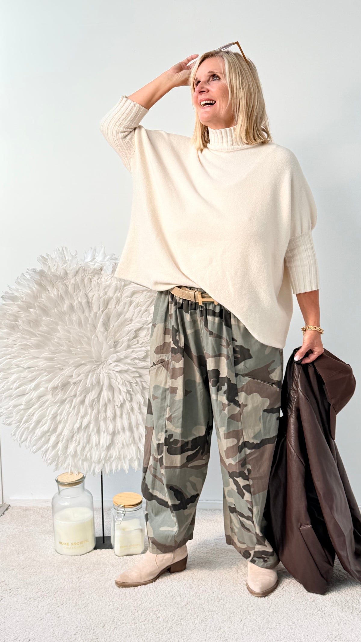 STRICKPULLI MIT TURTLENECK " BEIGE"