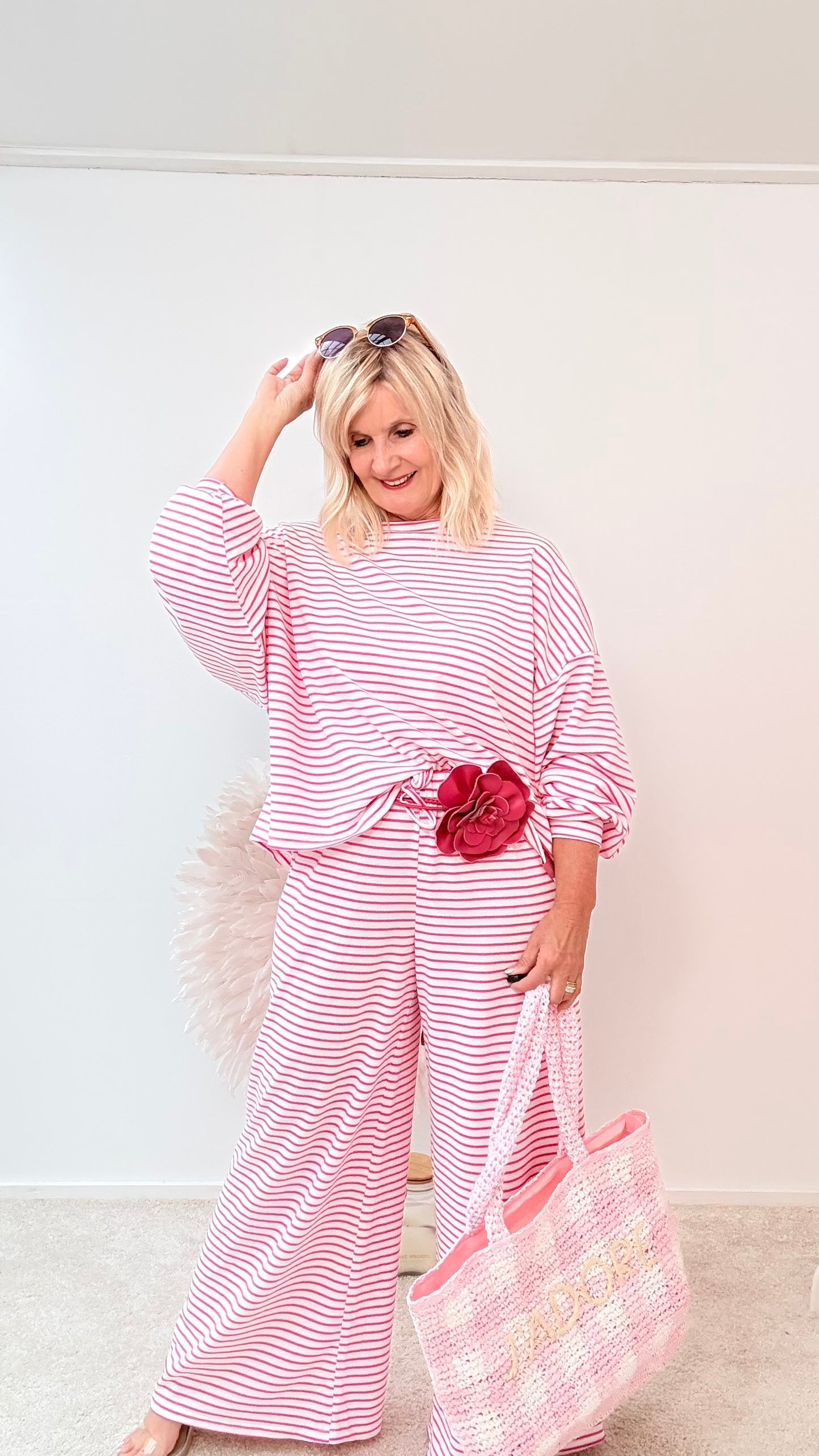 2 TEILER " SHIRT & HOSE" PINK GESTREIFT