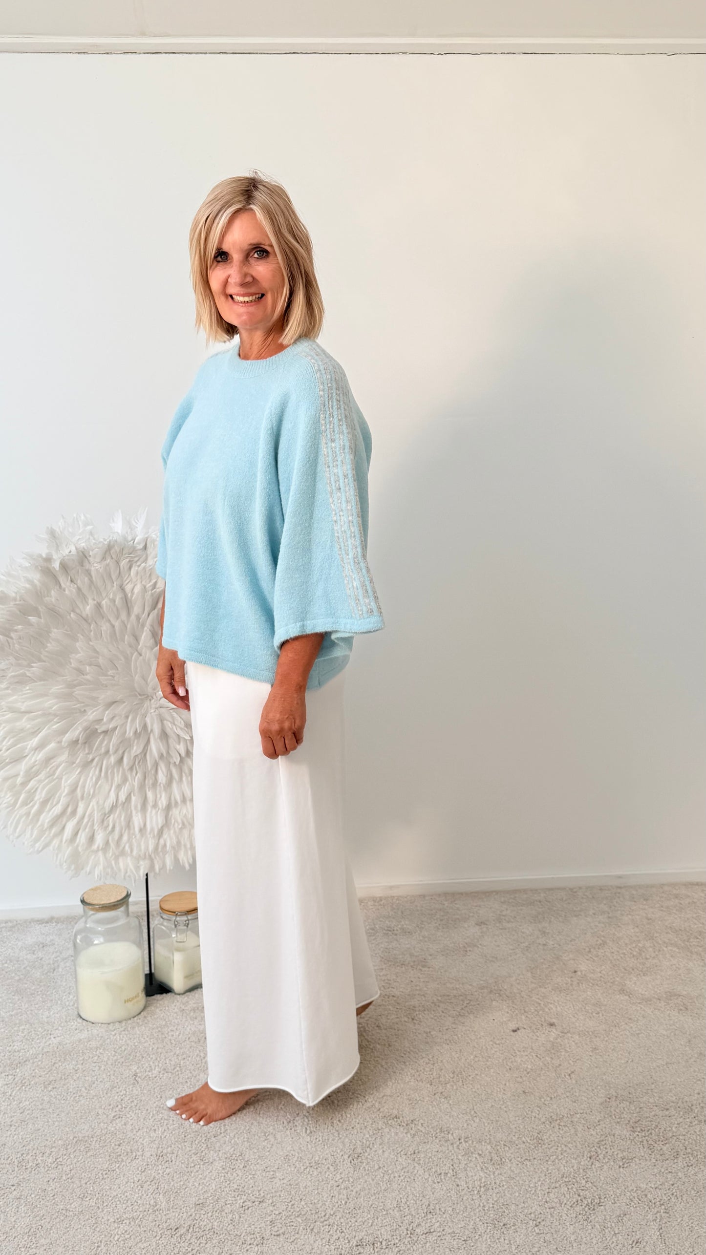 PULLI MIT STREIFEN „MINT /BLAU