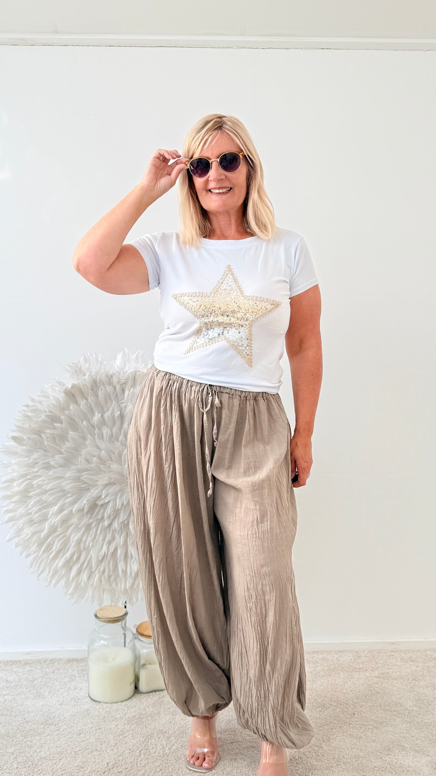 HOSE IM HAREM STYLE "TAUPE"