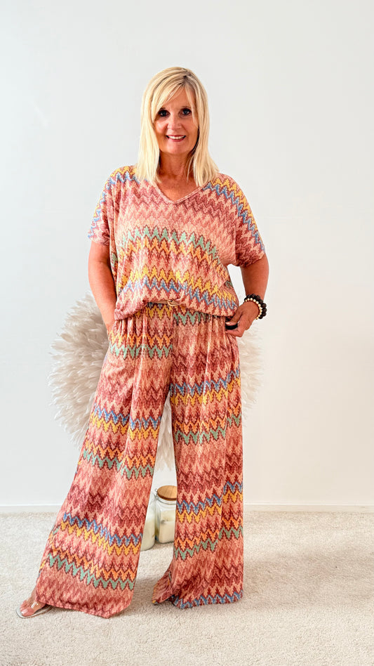 2 TEILER BLUSE & HOSE" MISSONI MUSTER" HELL