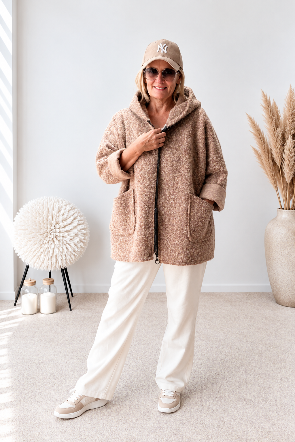 SPORTLICHE JACKE AUS FILZ "BEIGE"