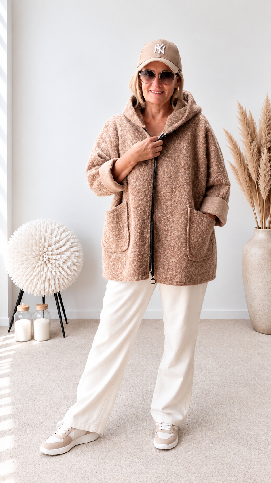SPORTLICHE JACKE AUS FILZ "BEIGE"