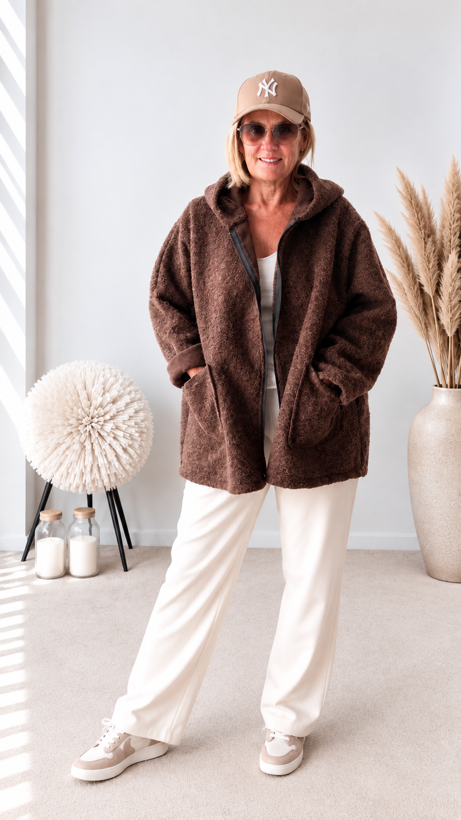 SPORTLICHE JACKE AUS FILZ "BRAUN"