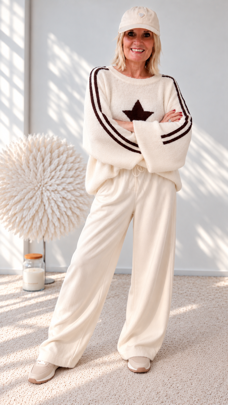 PULLI MIT STERN" ECRU"