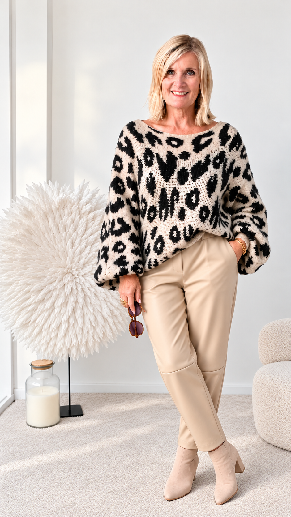 KUNSTLEDER HOSE "BEIGE“
