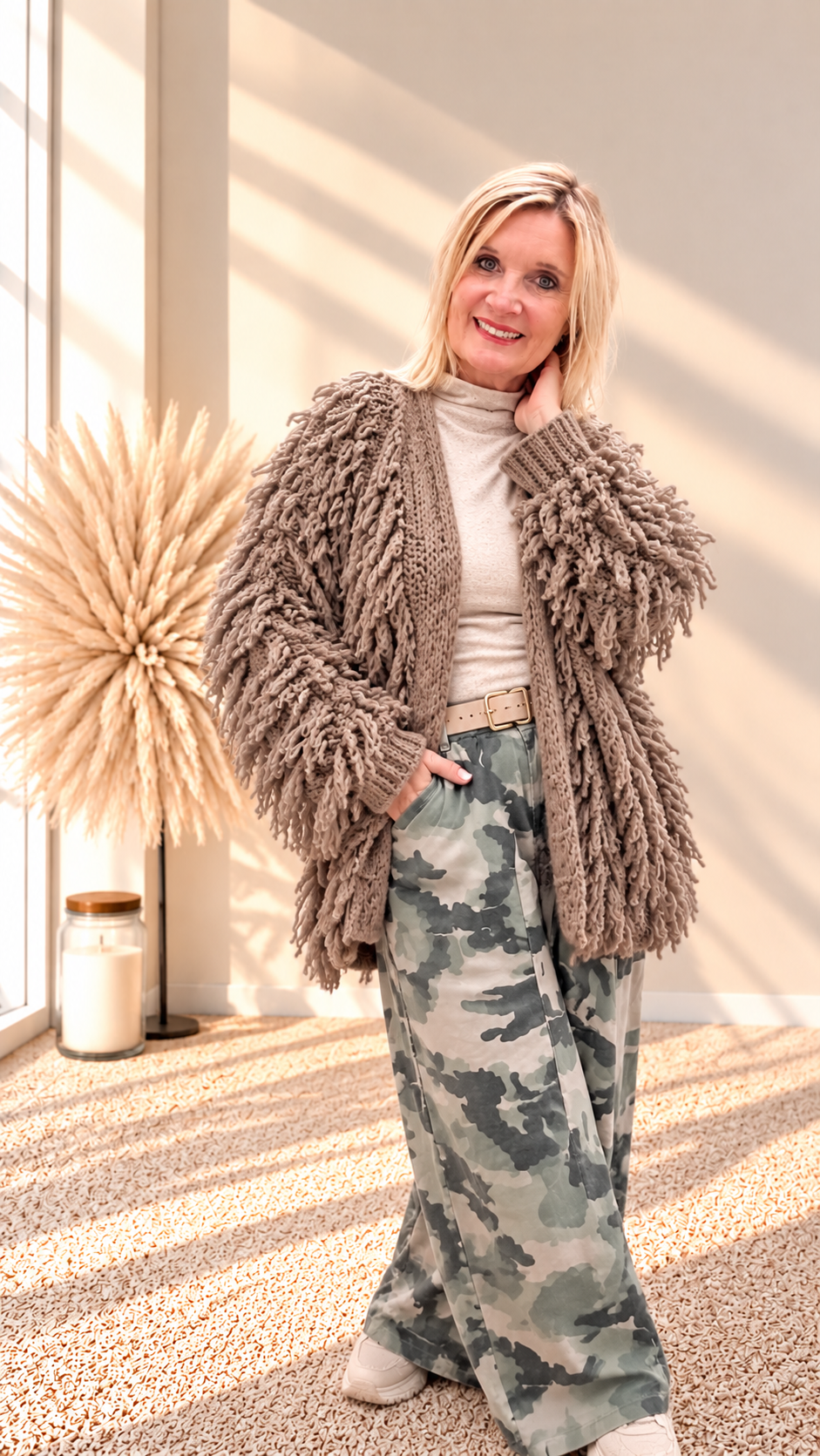 STRICKJACKE IM SCHLINGENSTRICK "TAUPE"