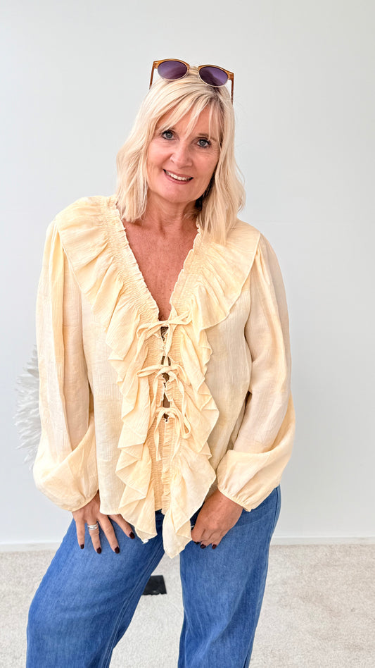 RÜSCHEN BLUSE "GELB