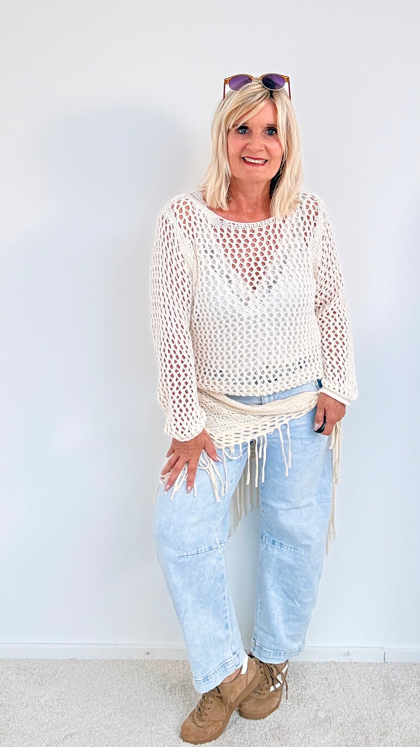 JEANS HOSE MIT TUCH