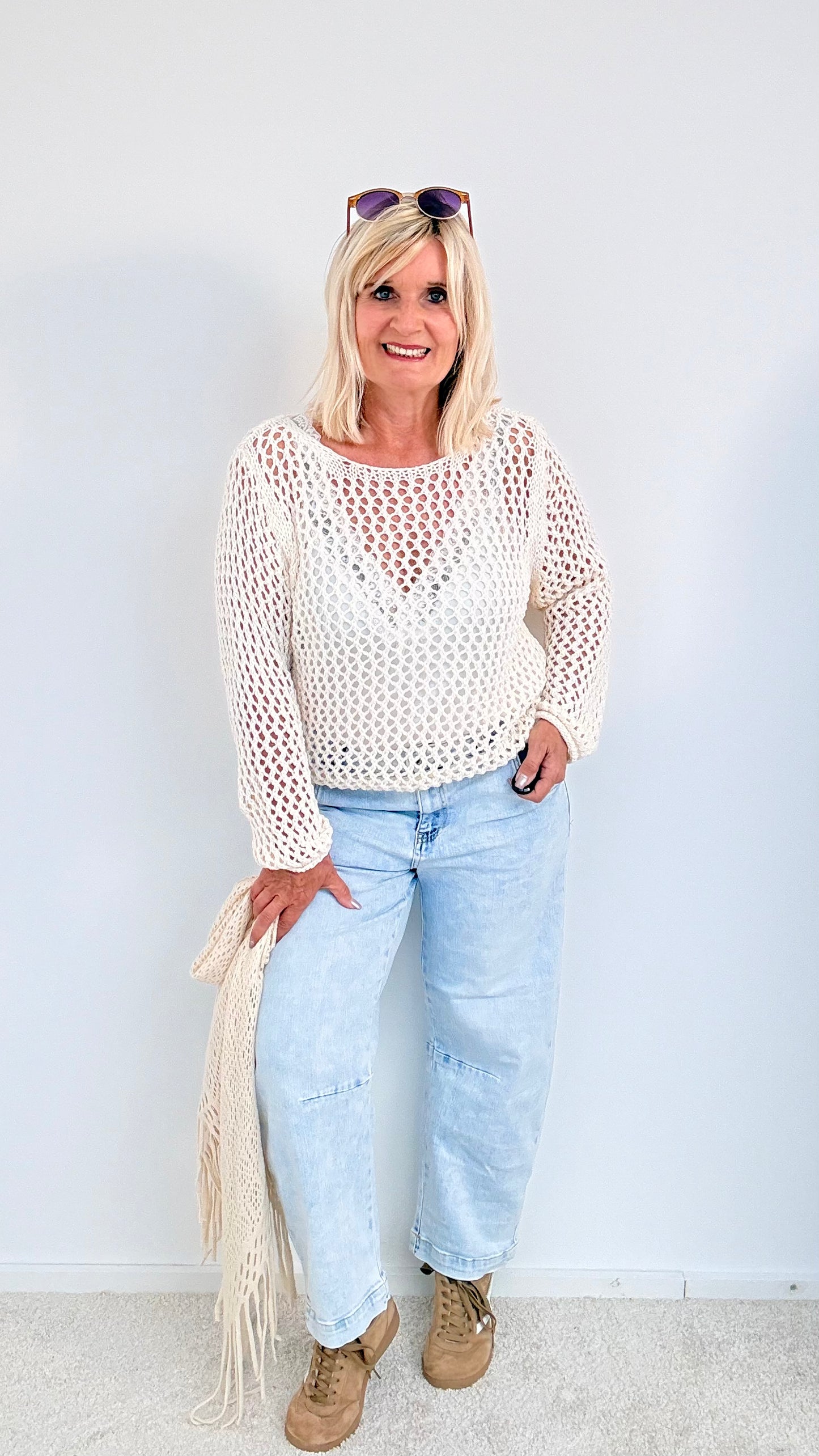 JEANS HOSE MIT TUCH