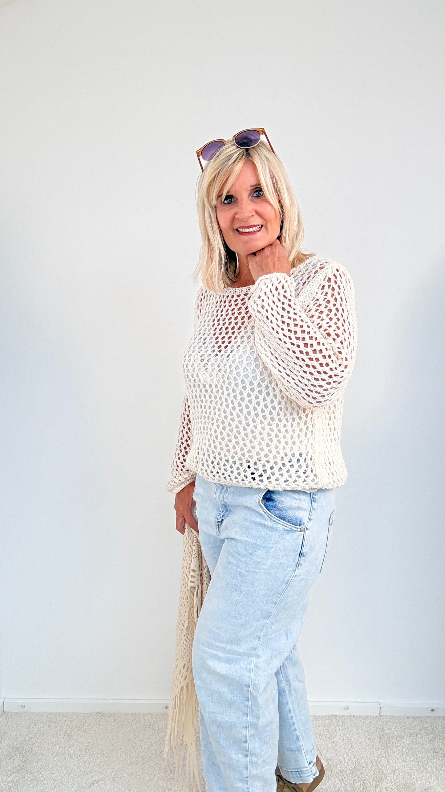 JEANS HOSE MIT TUCH