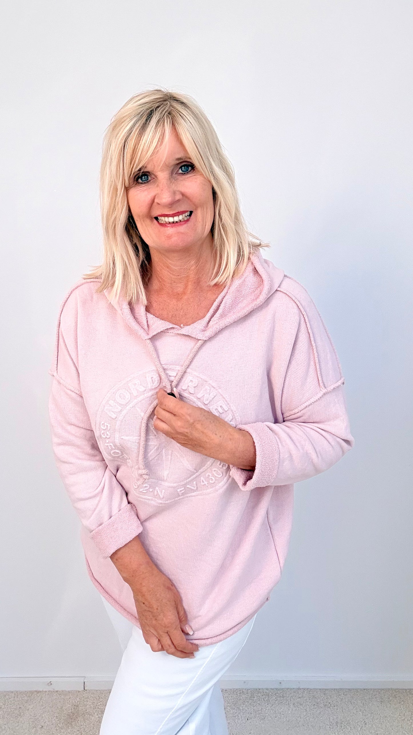 SWEATSHIRT MIT KAPUZE"NORDERNEY" PUDER ROSA