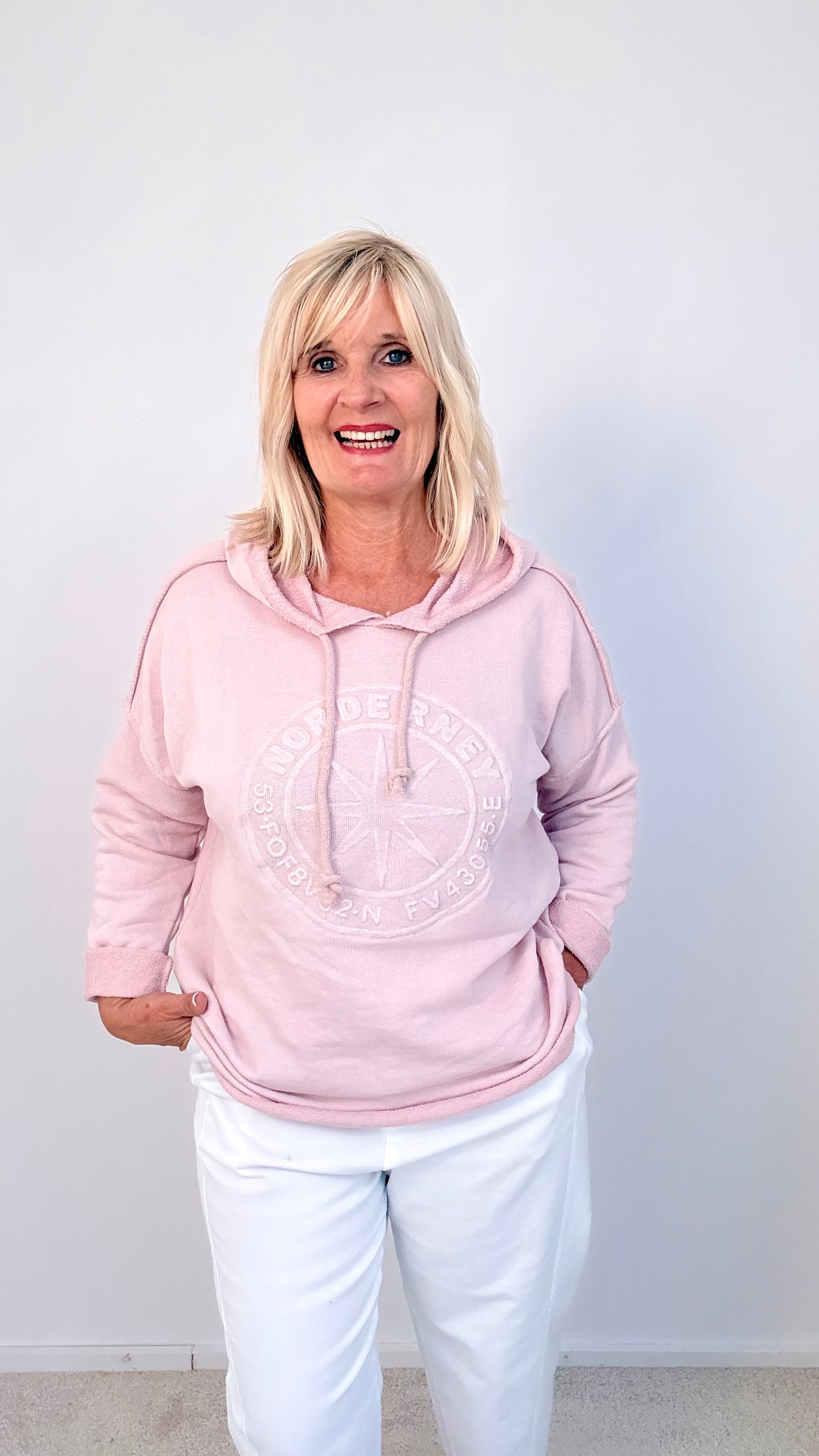 SWEATSHIRT MIT KAPUZE"NORDERNEY" PUDER ROSA