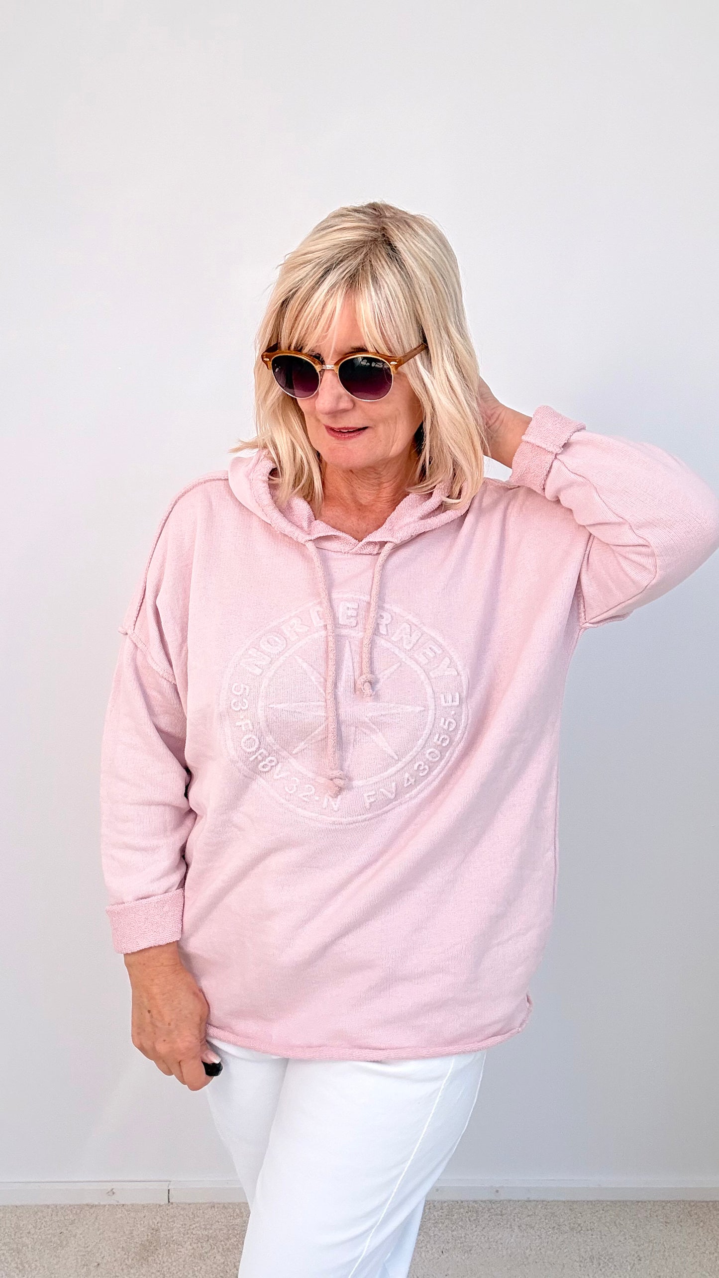 SWEATSHIRT MIT KAPUZE"NORDERNEY" PUDER ROSA