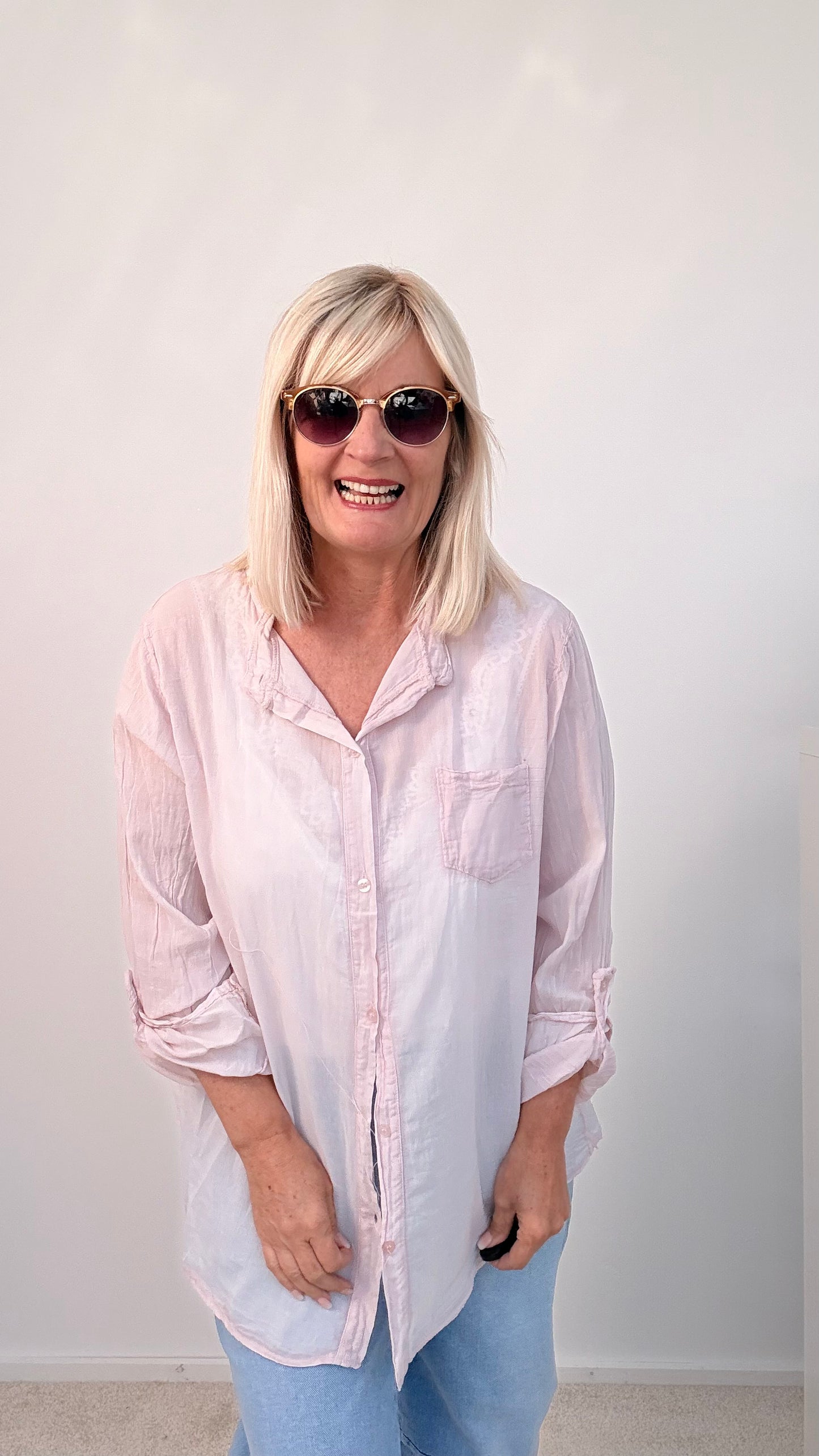 TRANSPARENTE SPORTLICHE BLUSE "ROSA"