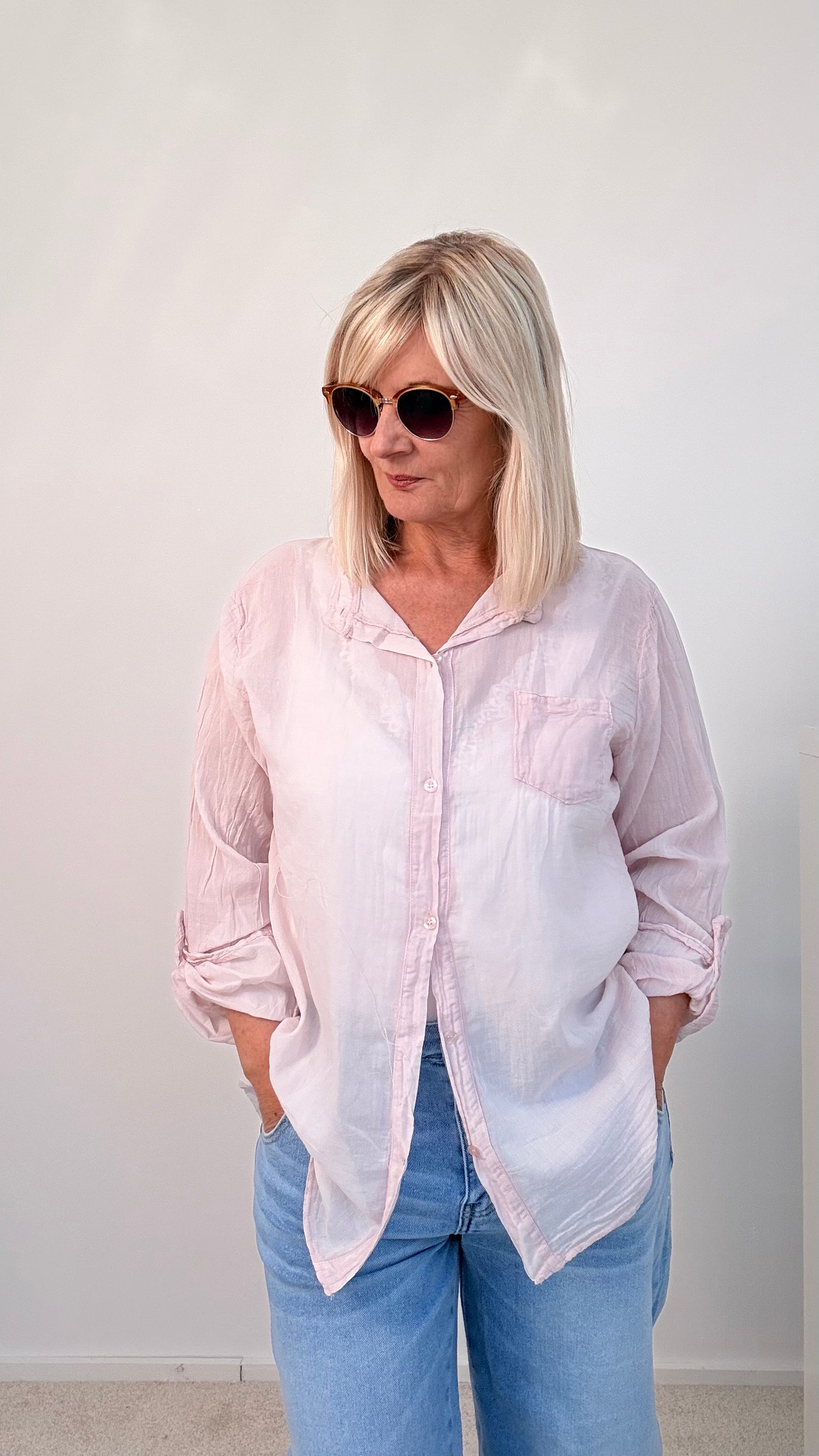 TRANSPARENTE SPORTLICHE BLUSE "ROSA"