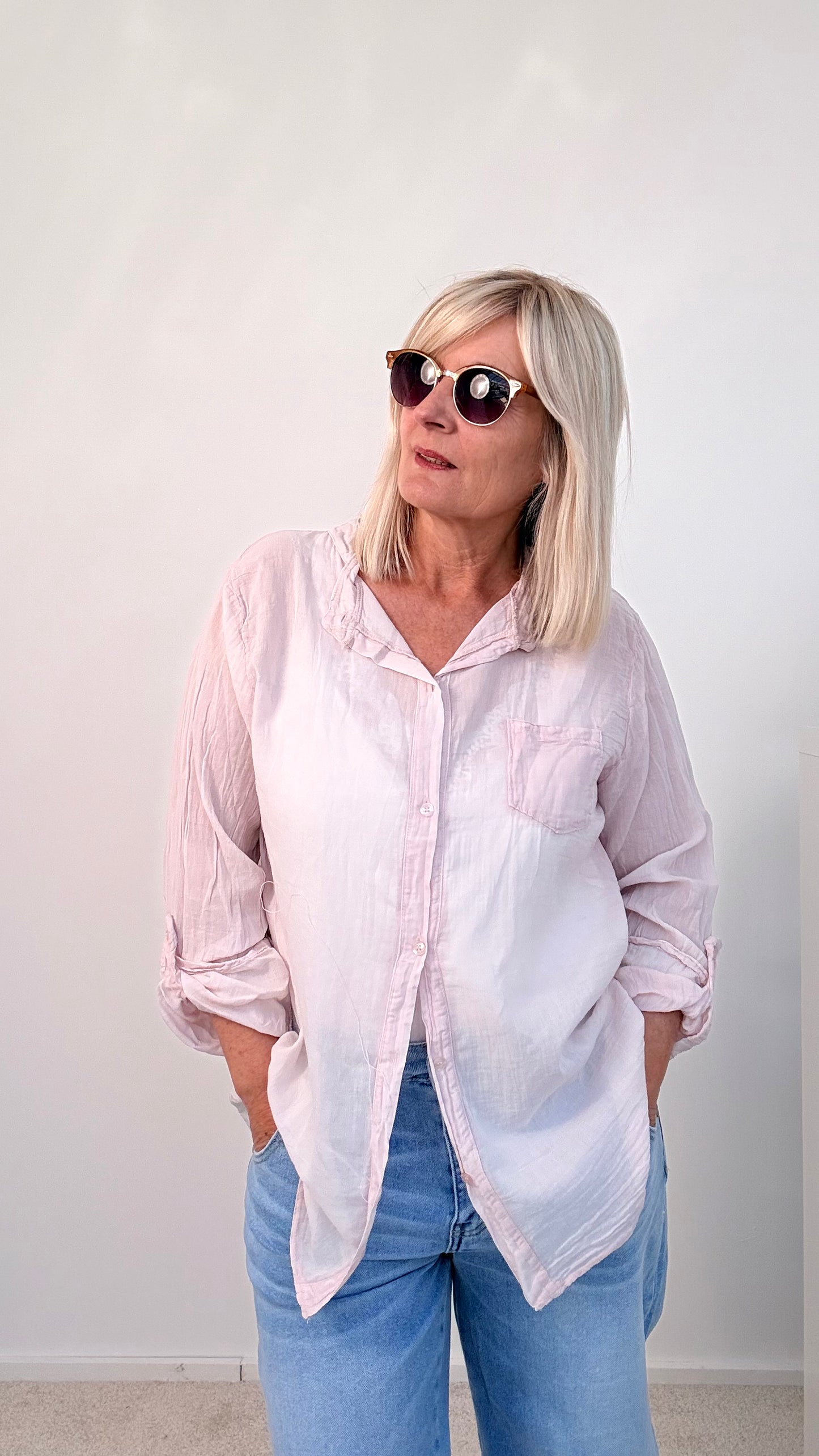 TRANSPARENTE SPORTLICHE BLUSE "ROSA"