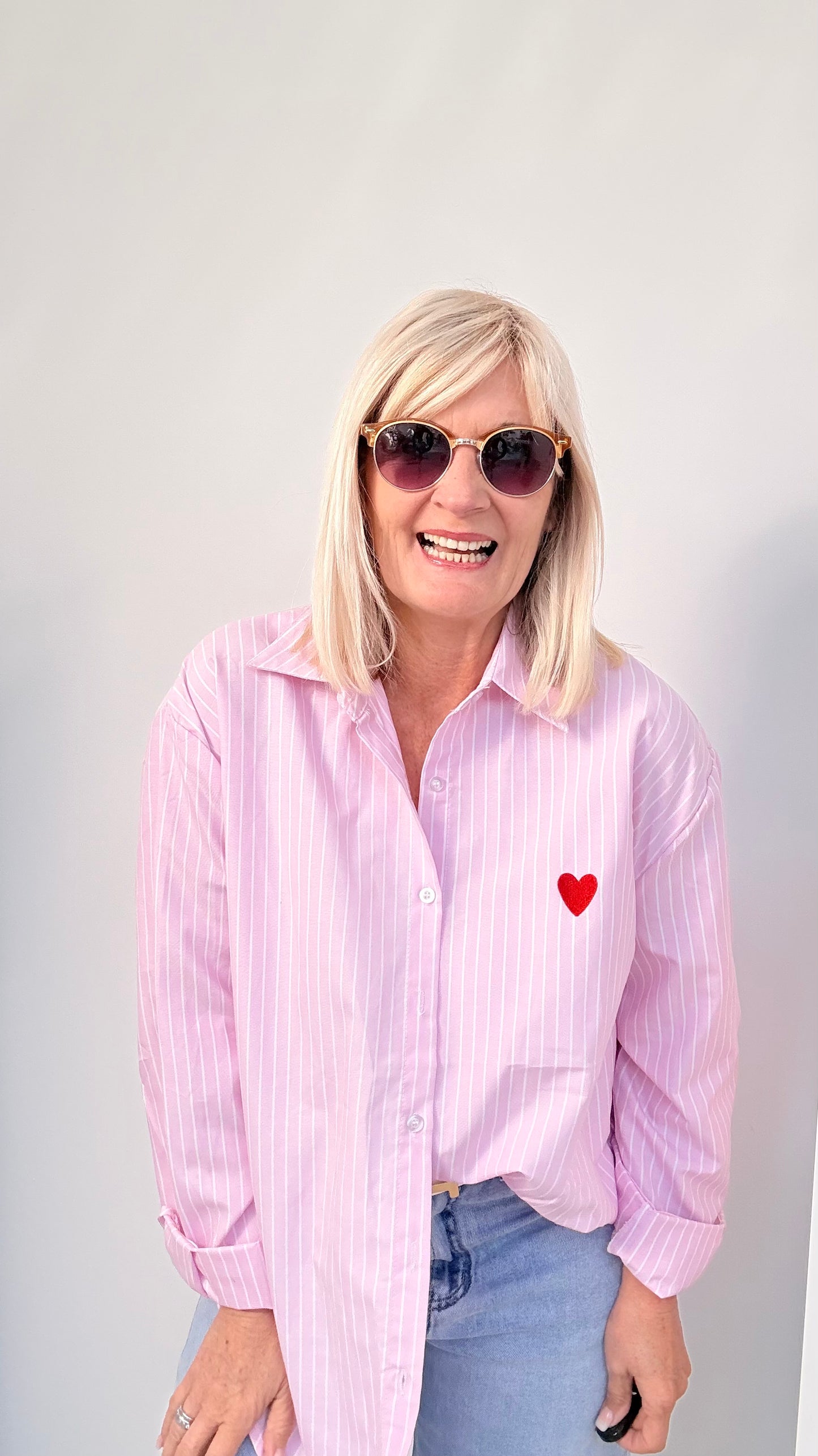 BLUSE MIT HERZ "ROSA"