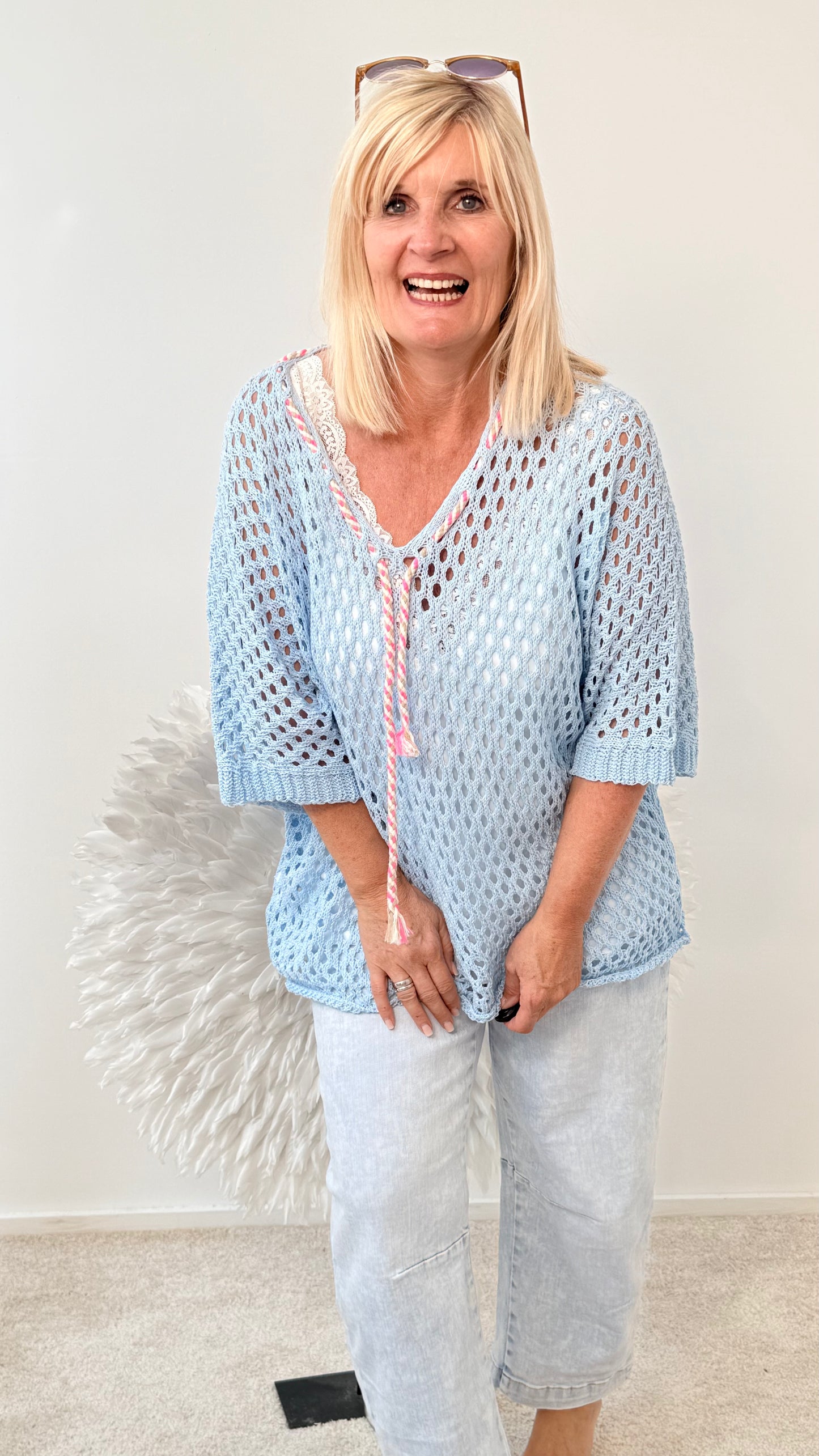 LOCHSTRICK PULLI "BLAU"