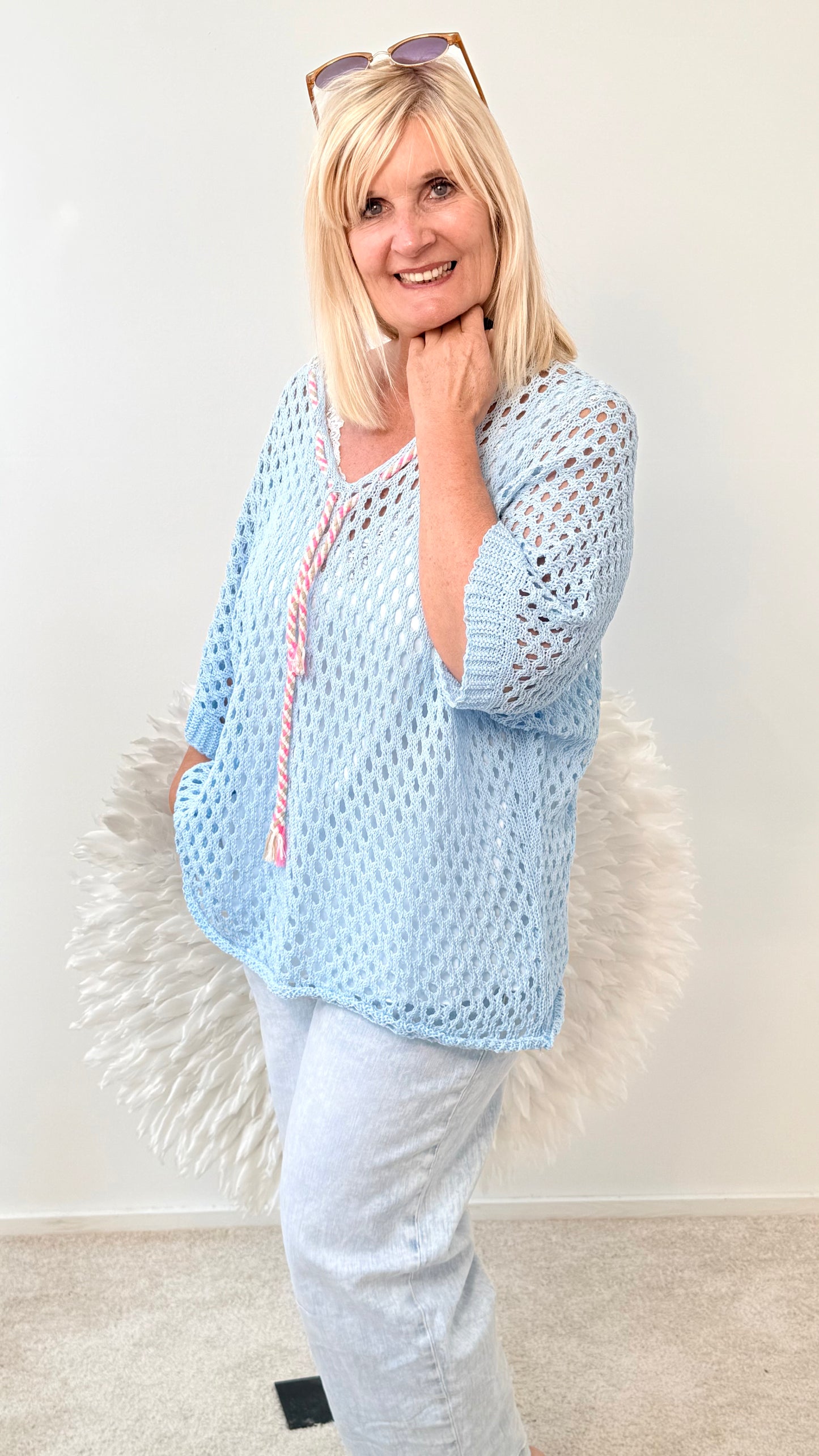 LOCHSTRICK PULLI "BLAU"