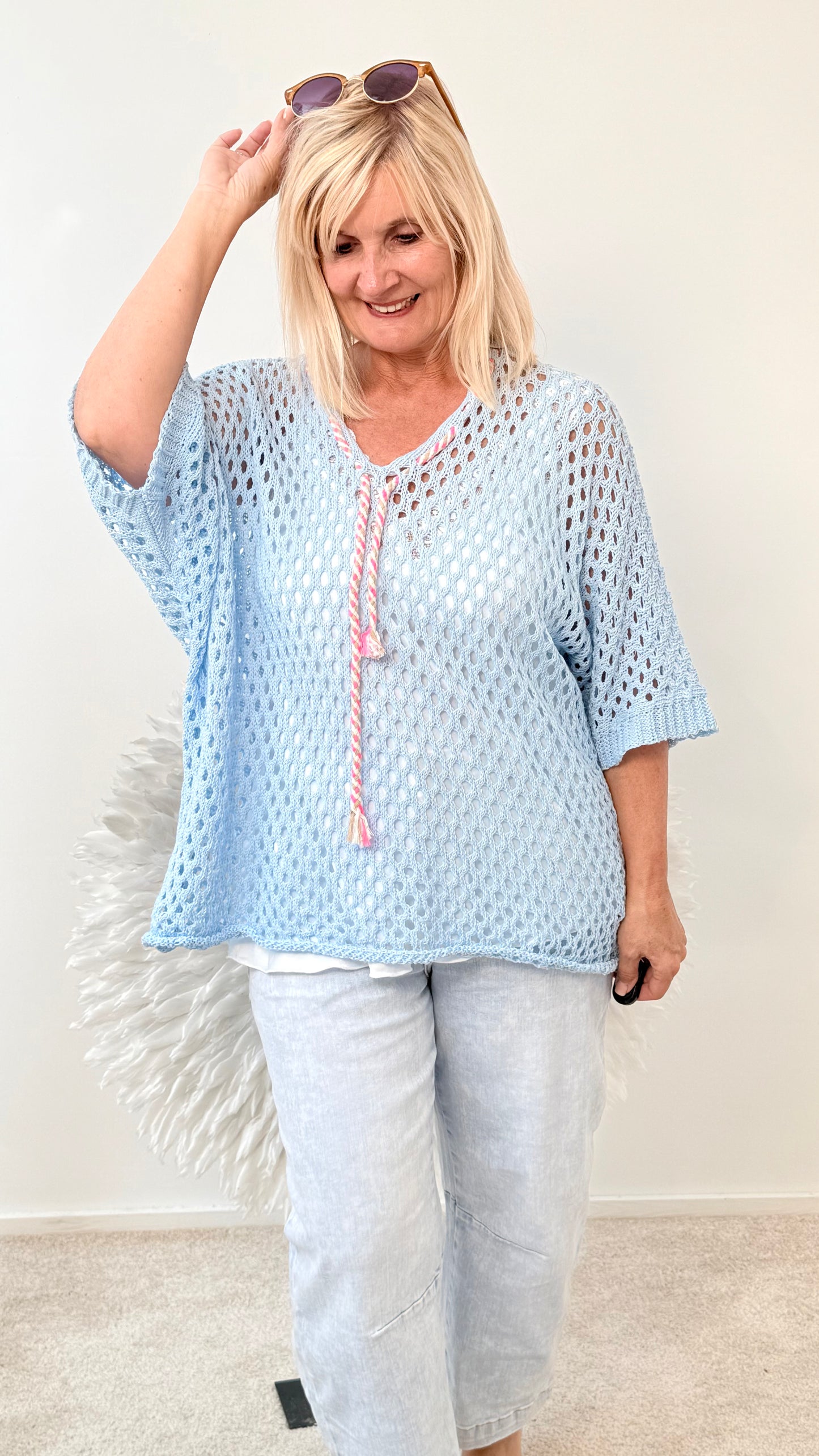 LOCHSTRICK PULLI "BLAU"