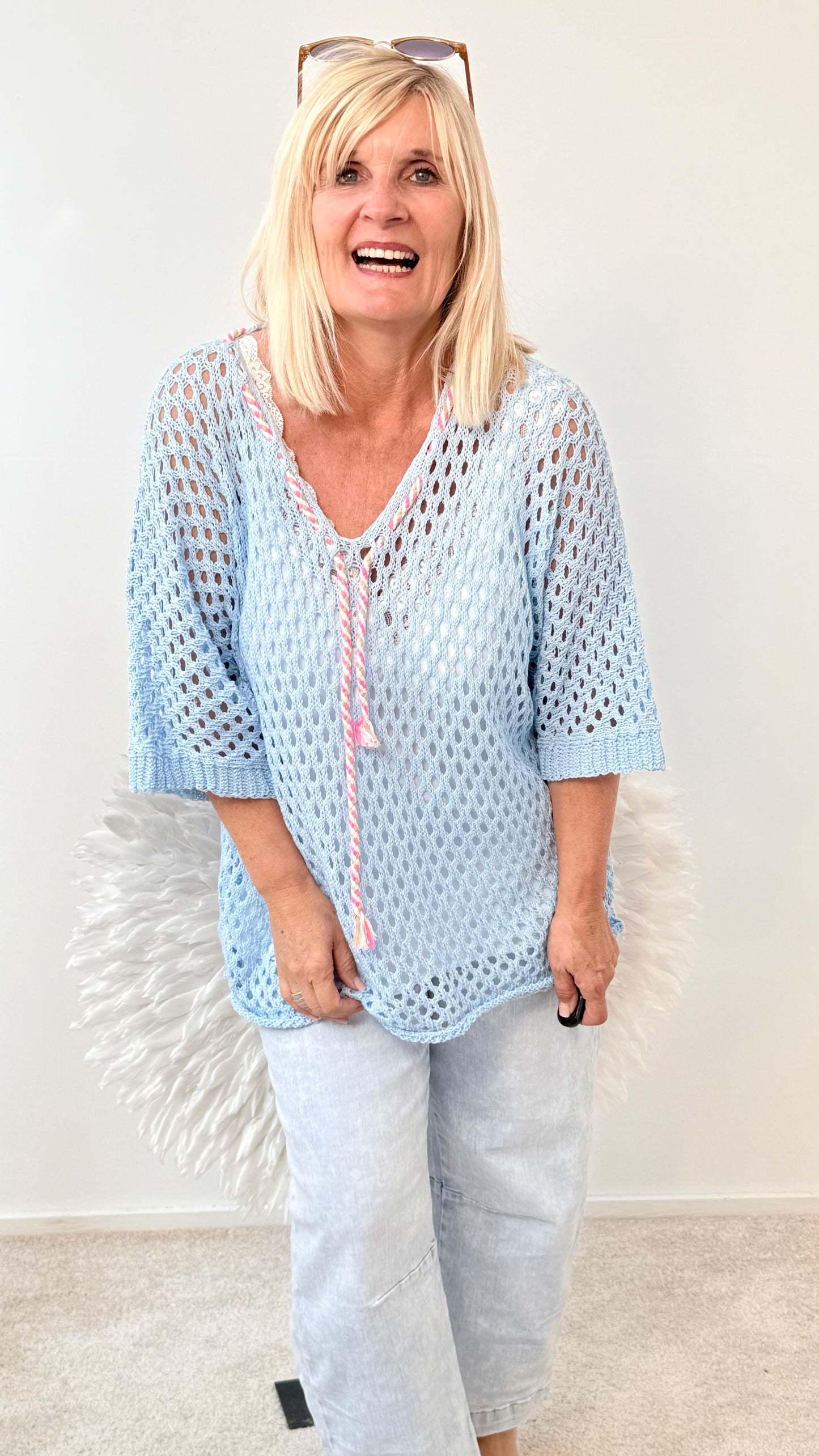 LOCHSTRICK PULLI "BLAU"