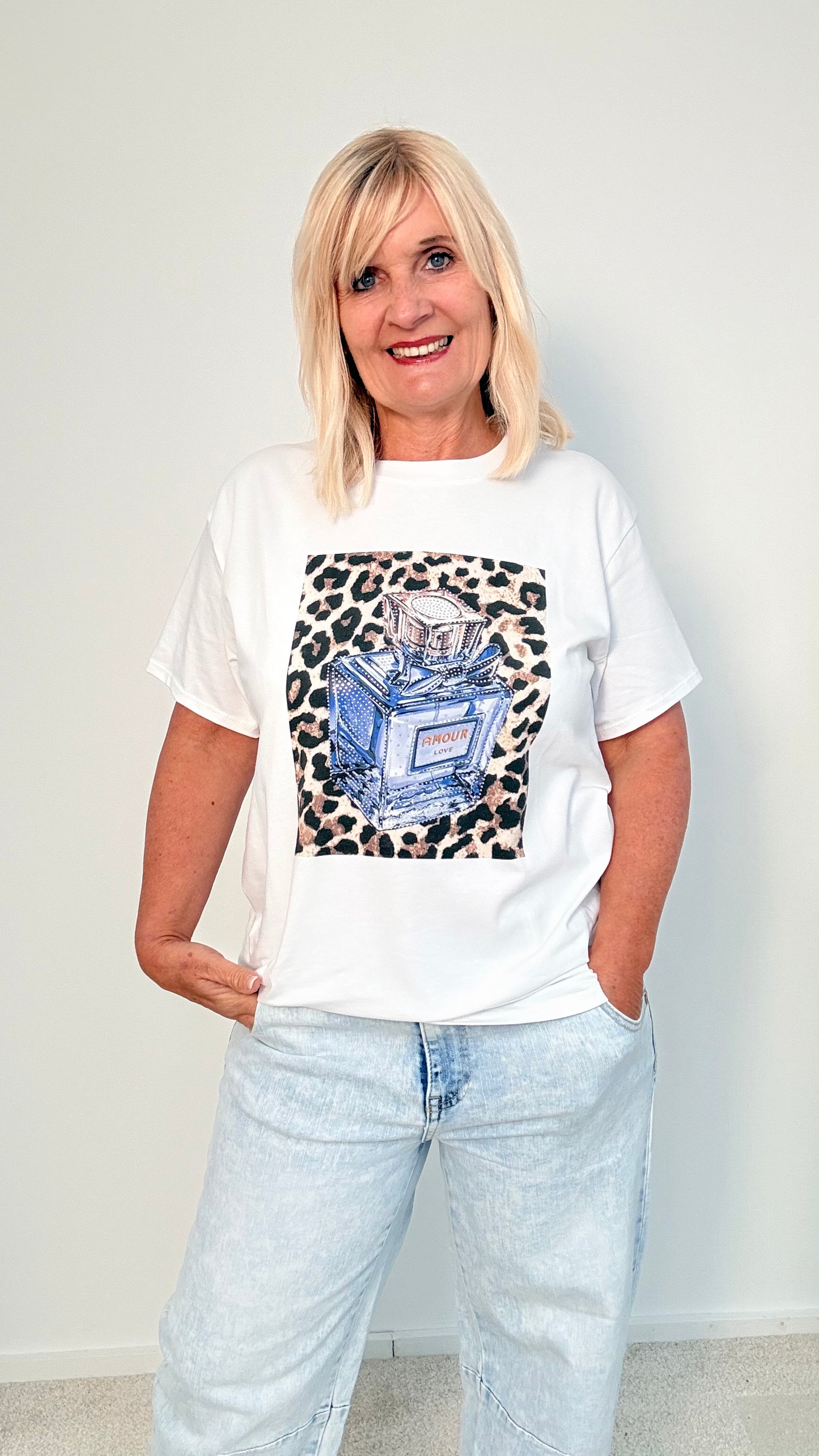 T-SHIRT "ANIMAL/FLACON" BLAU