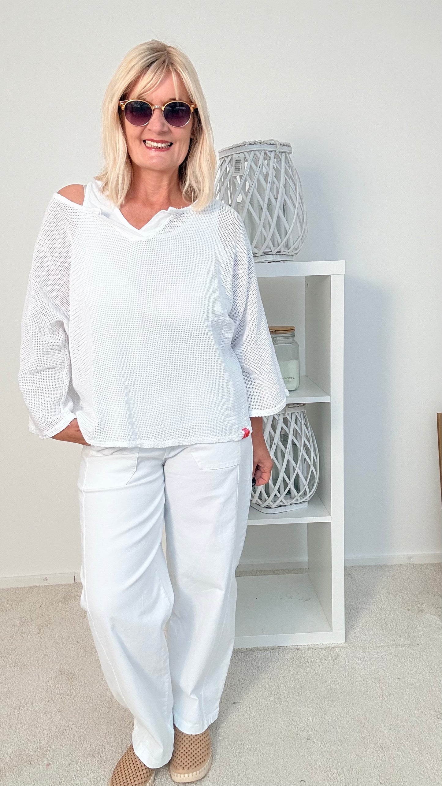 NETZ PULLI MIT TOP "WEIß"
