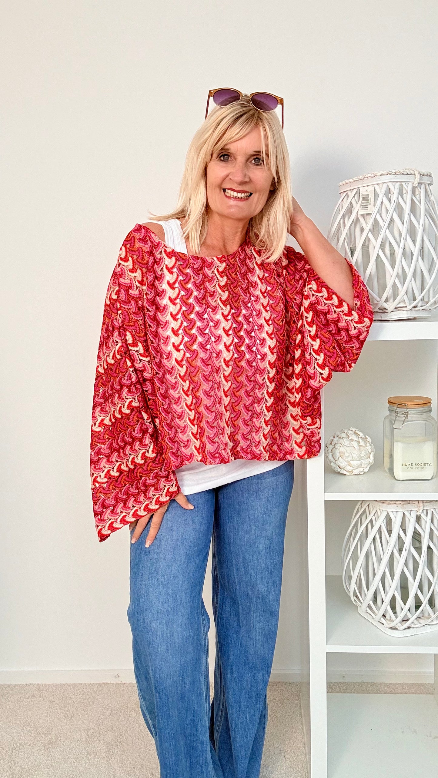 BLUSE " BUNT" ROT"
