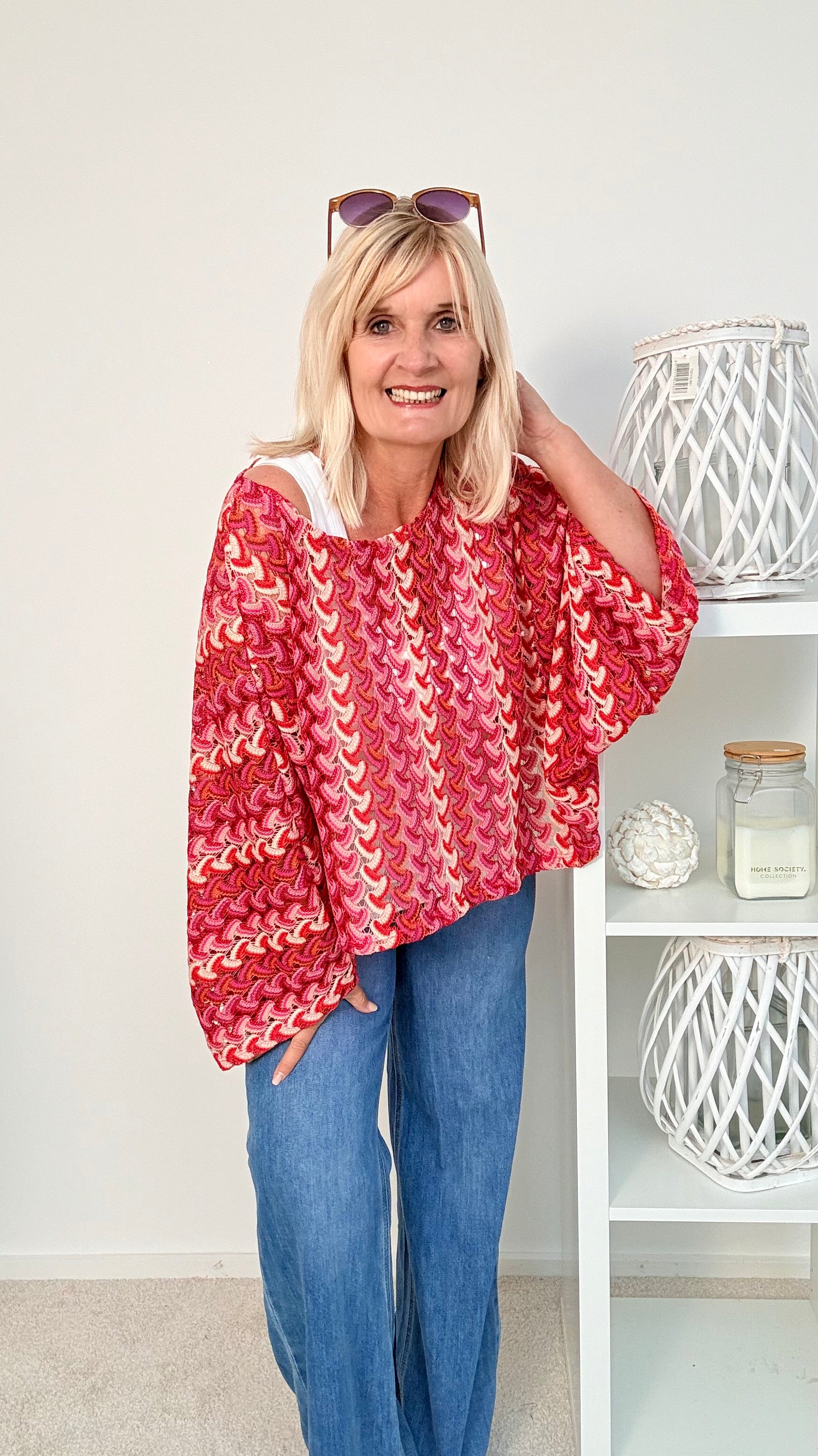 BLUSE " BUNT" ROT"