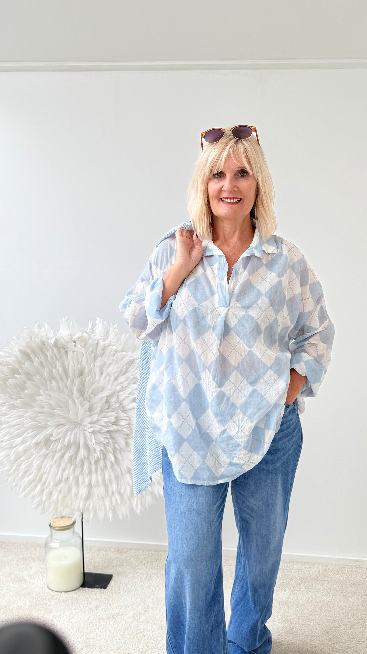 BLUSE "CARO"BLAU