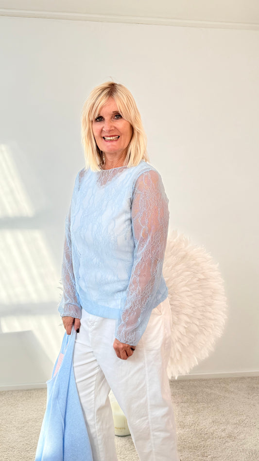 SPITZEN SHIRT "BLAU"